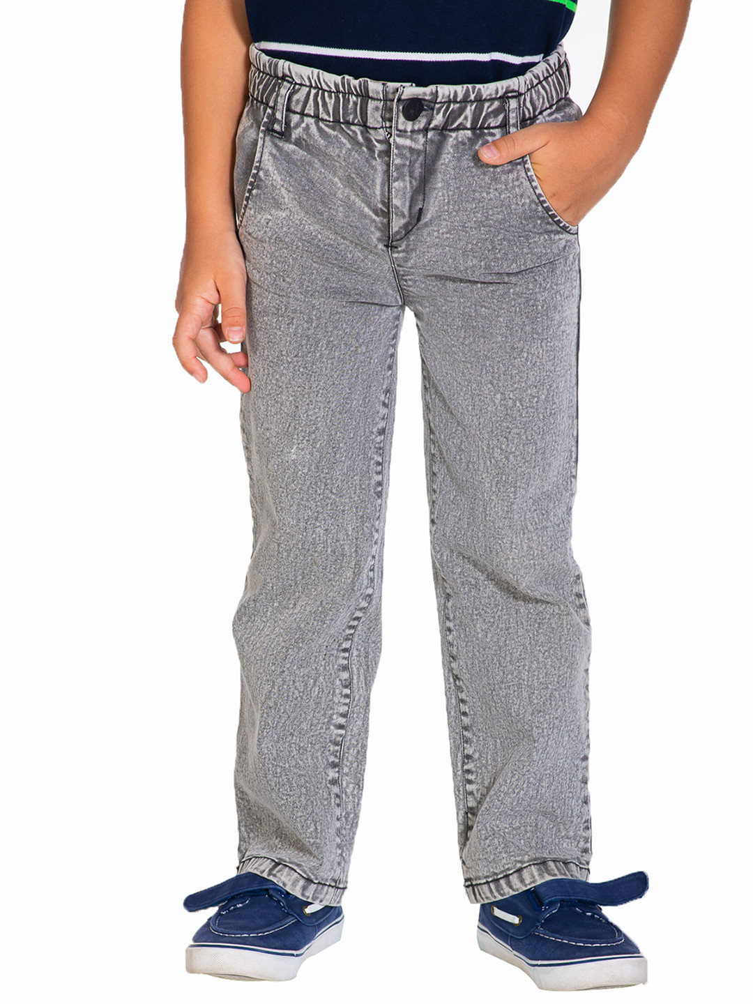 Cherry Crumble Kids Grey Solid Mid-Rise Regular Fit  Jeans