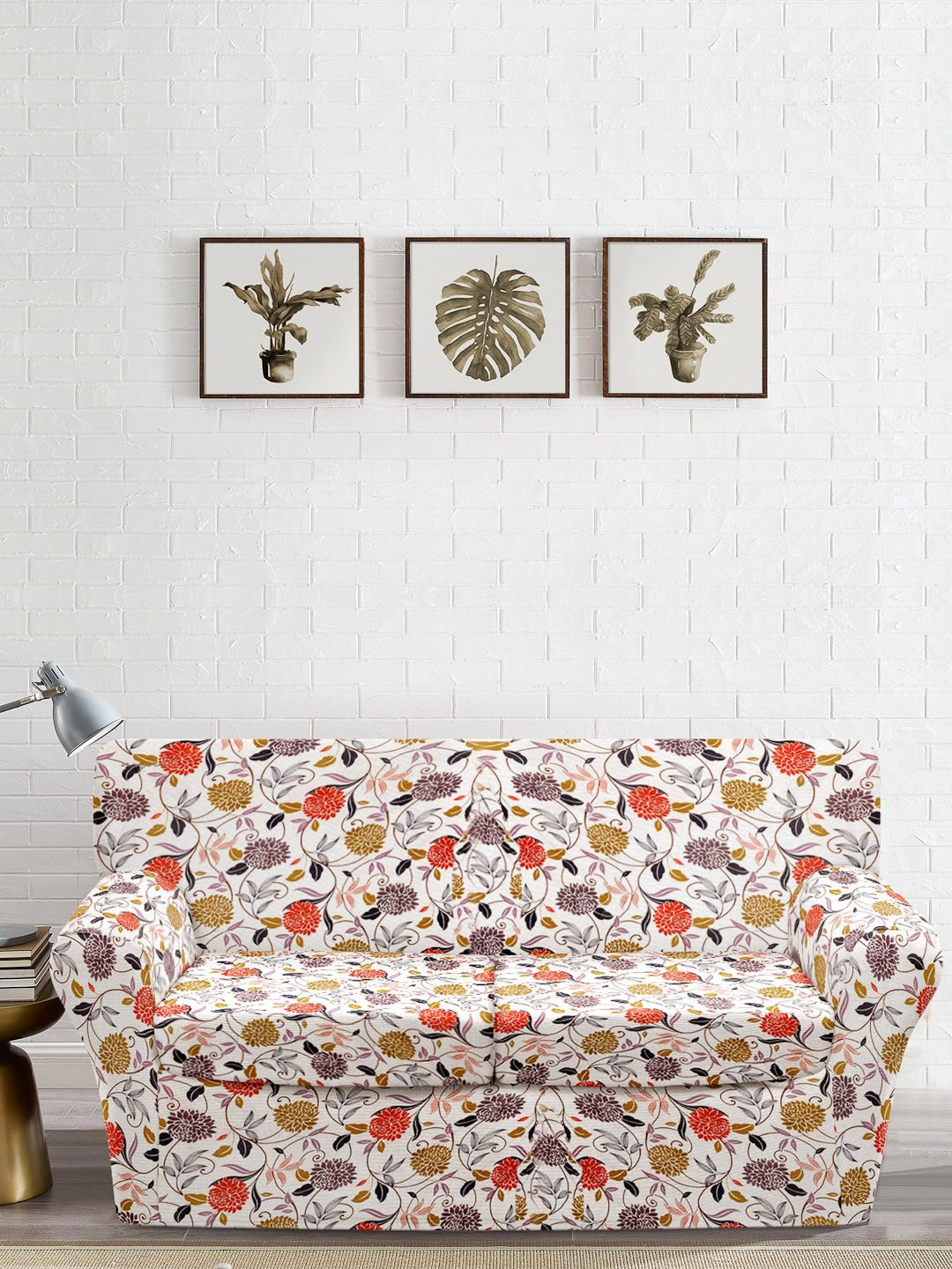 Cortina White Printed Sofa Cover