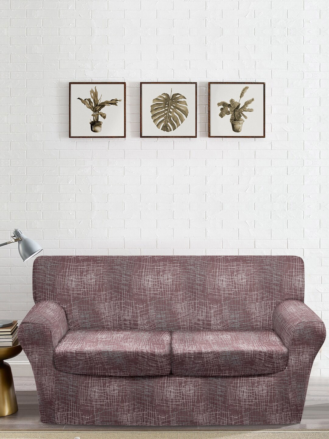 Cortina Brown Abstract Printed Sofa Cover