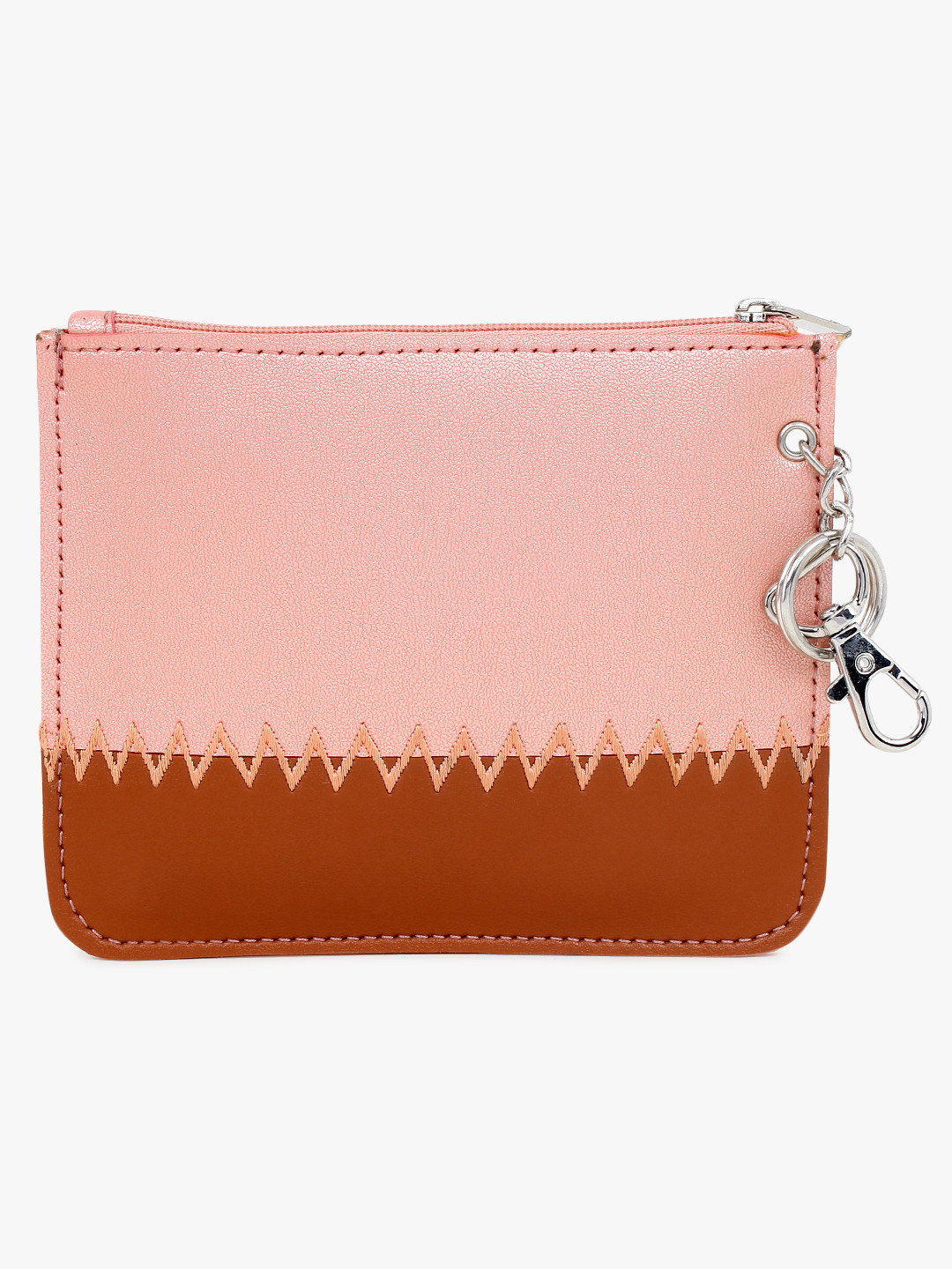 Spice Art Stylish Pink & Tan Brown Embroidered Coin Pouch