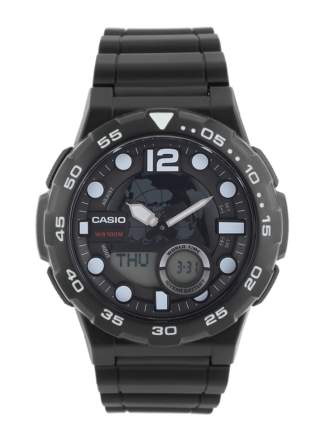 Casio Youth Combination Men Black Analogue and Digital watch AD204 AEQ 100W 1AVDF