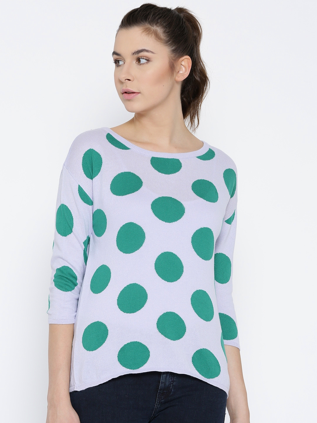 Buy United Colors Of Benetton Lavender Polka Dot Top Tops For Women 1255351 Myntra