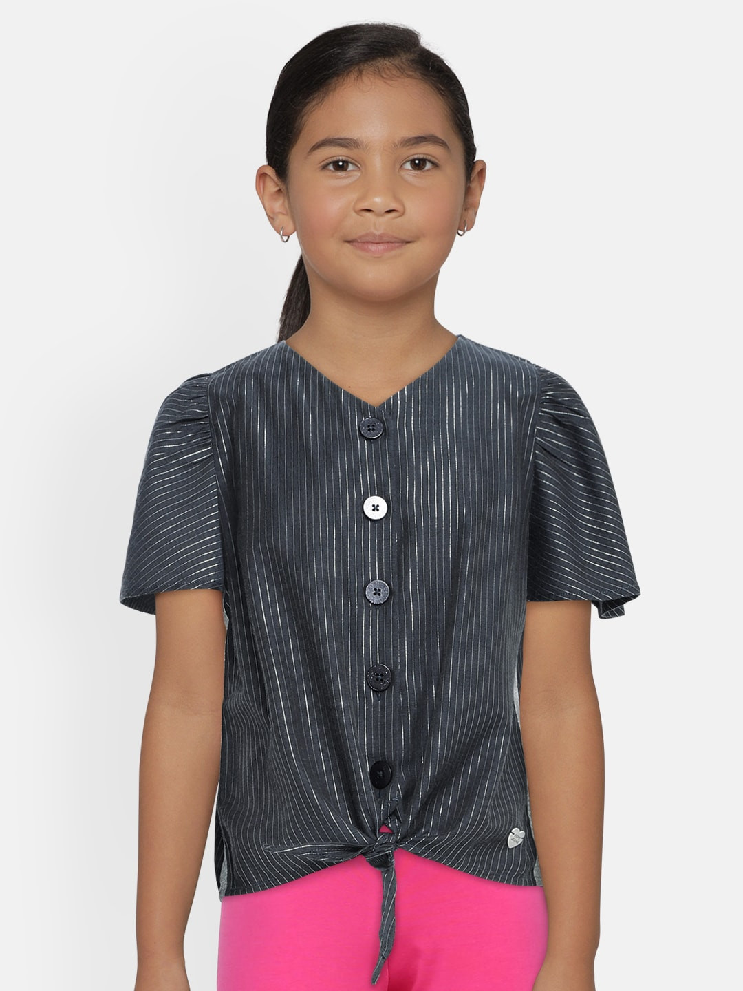Pepe Jeans Girls Navy Blue Striped Shirt Style Top