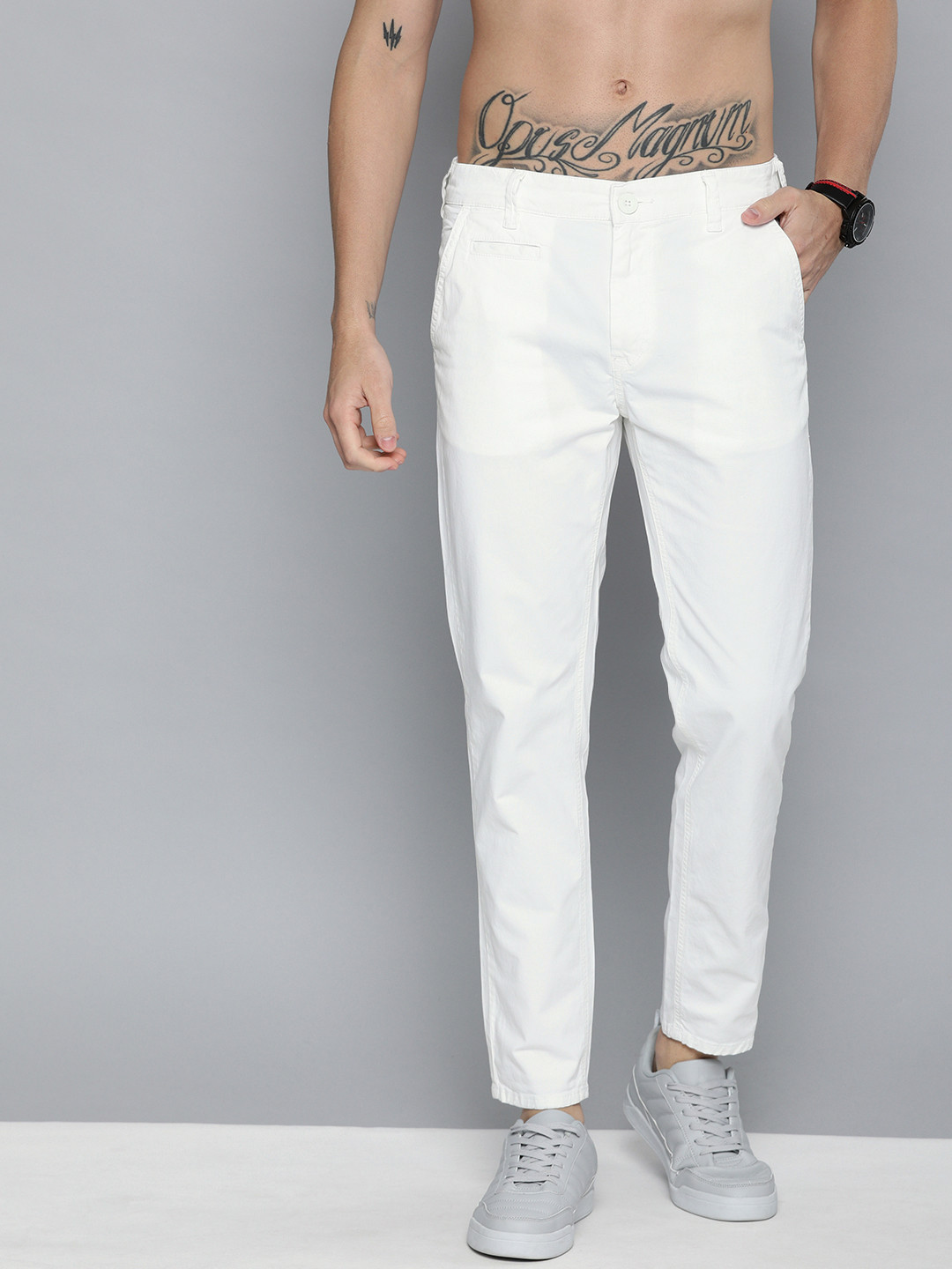 HERE&NOW Men White Trousers
