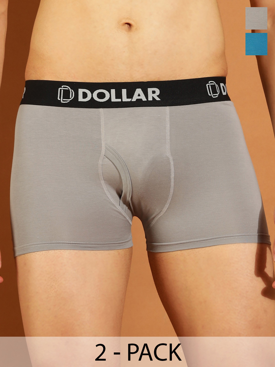 Dollar Bigboss Men Solid Pack of 2 Cotton Spandex Trunk