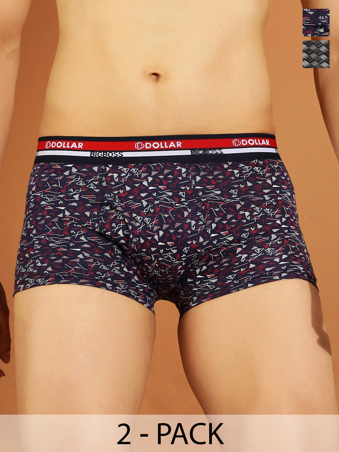 Dollar Bigboss Men Printed Pack of 2 Combed Cotton Trunk