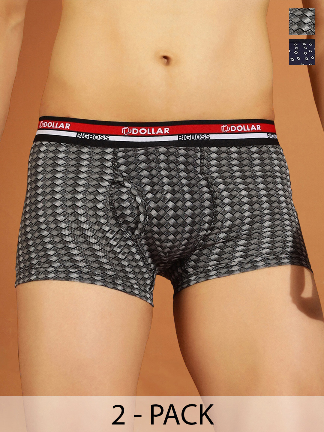 Dollar Bigboss Men Printed Pack of 2 Combed Cotton Trunk