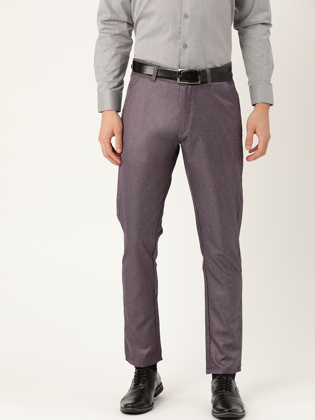 SOJANYA Men Purple Smart Regular Fit Solid Formal Trousers