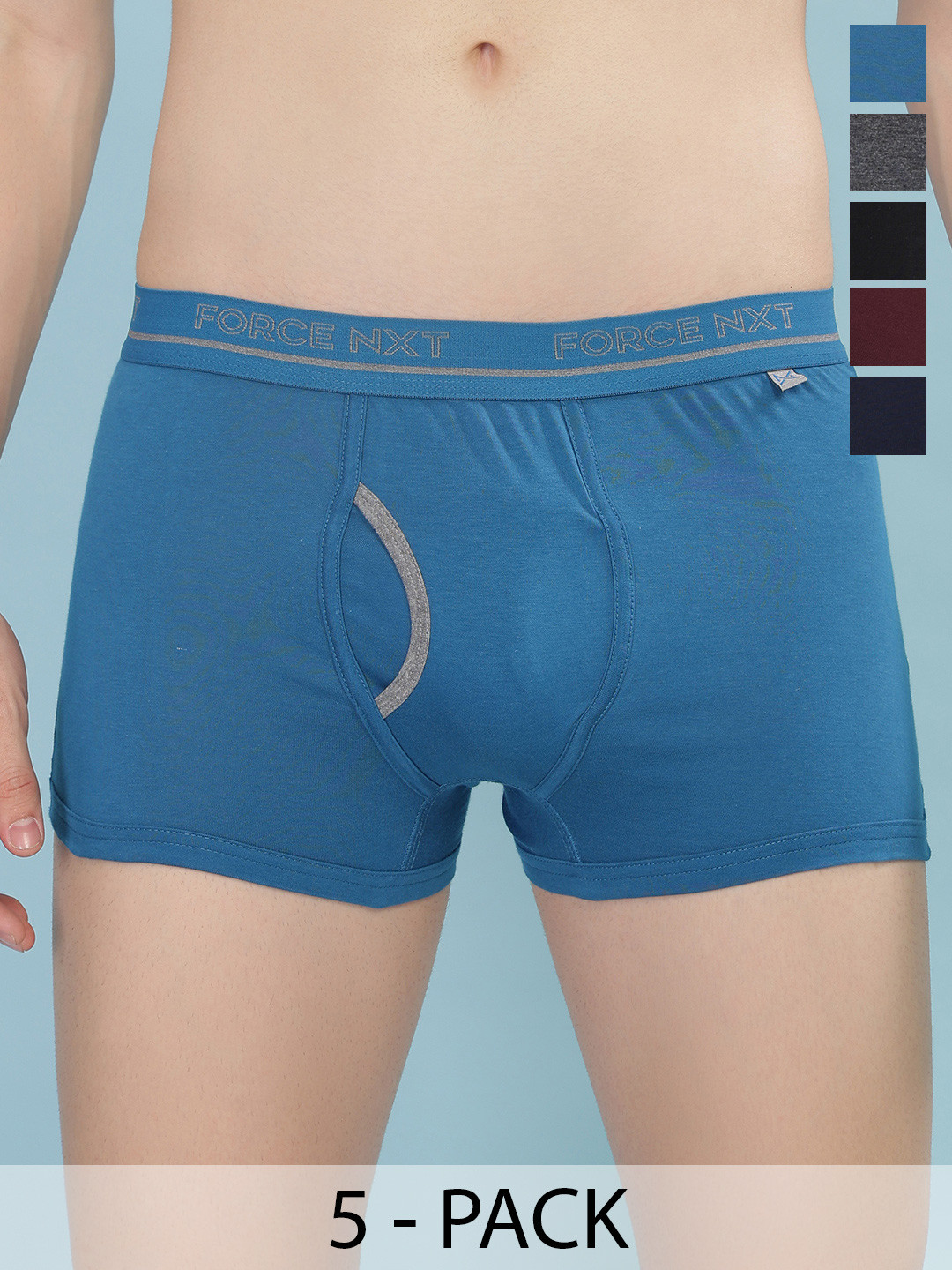 Force NXT Pack Of 5 Men Super Combed Cotton Solid Mini Trunk