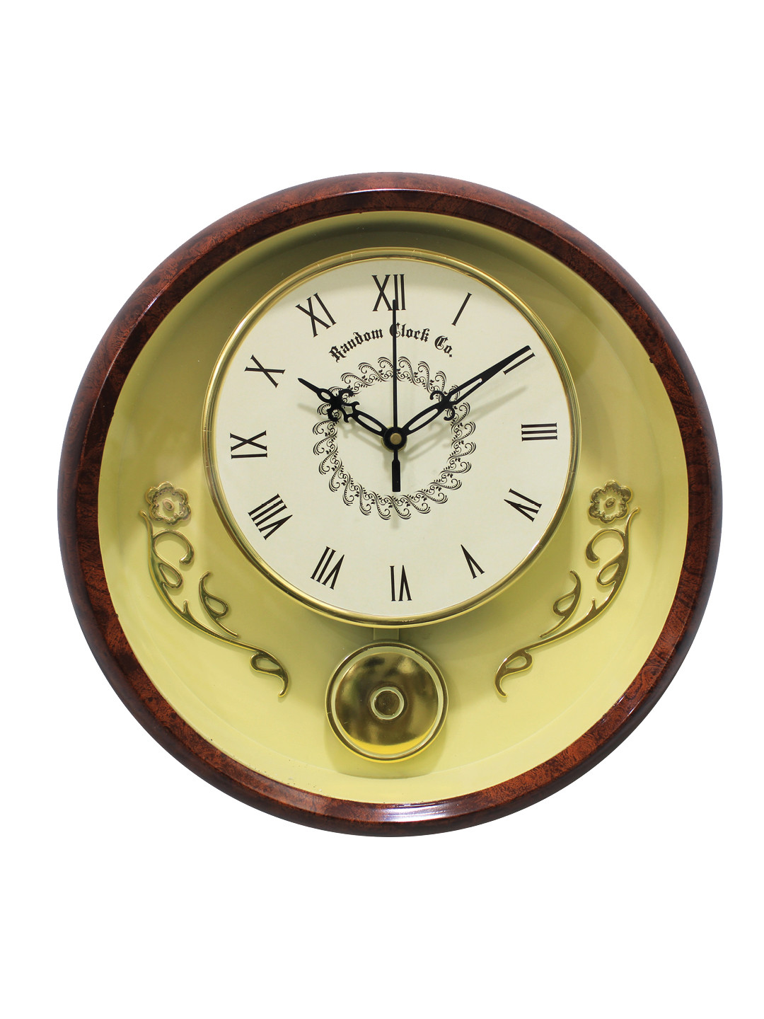 RANDOM Brown & Off-White Round Printed 30 cm Analogue Wall Clock