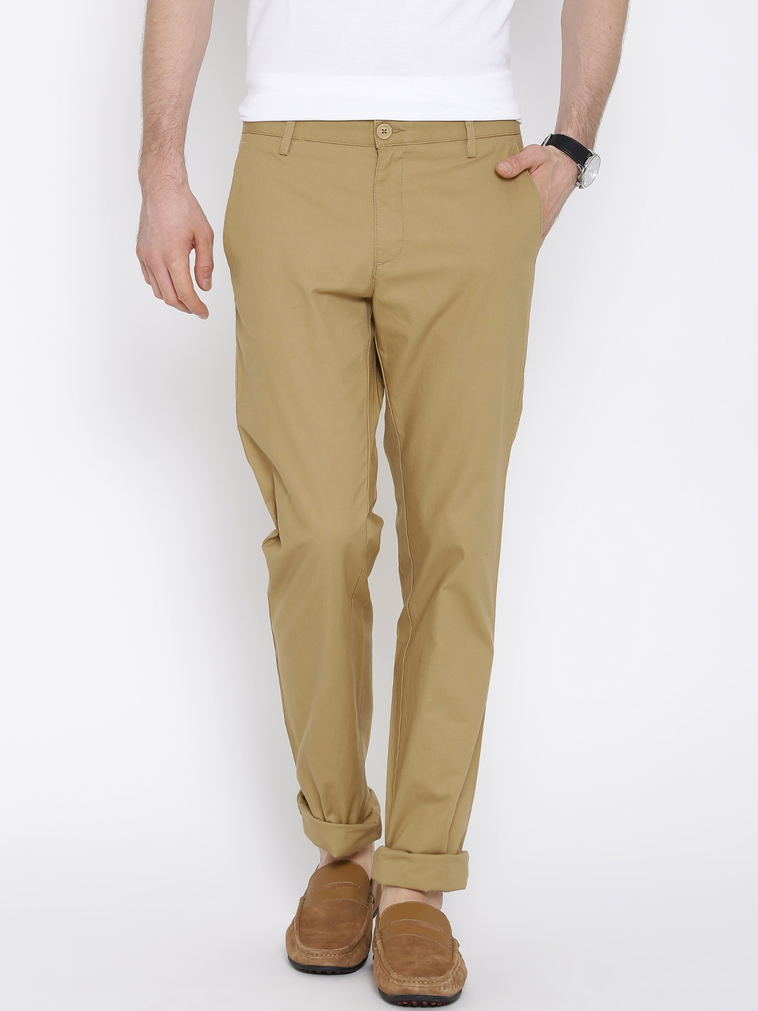 Buy Allen Solly Olive Brown Custom Fit Casual Trousers  Trousers for Men  1261049  Myntra
