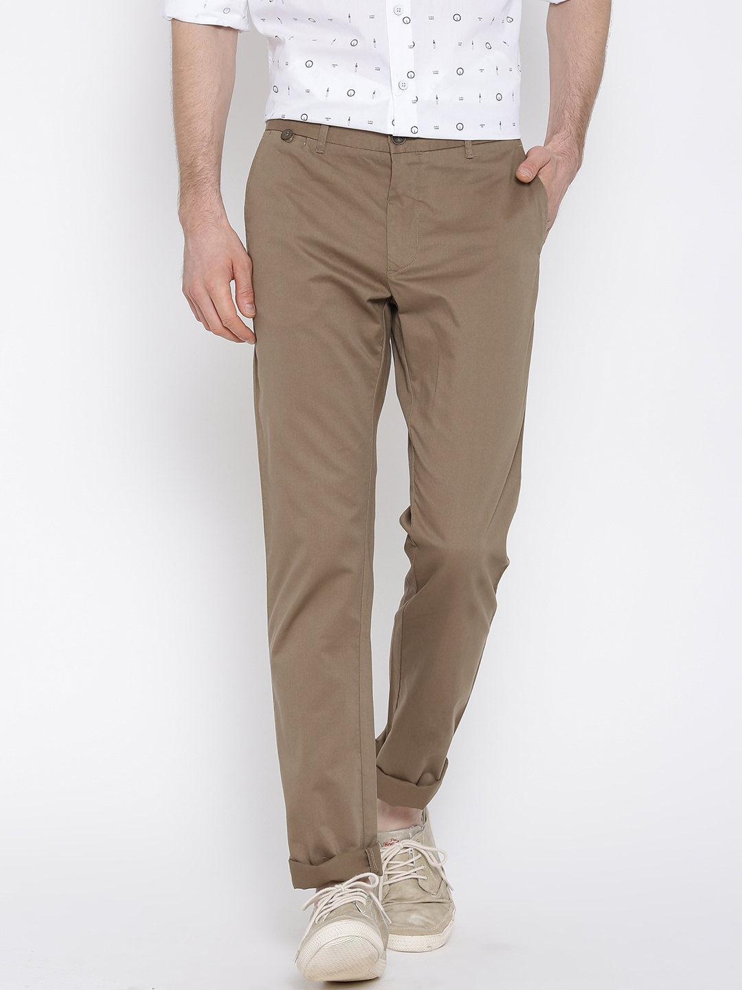 Buy Allen Solly Sport Men Tan Slim Fit Solid Regular Trousers  Trousers  for Men 9808087  Myntra