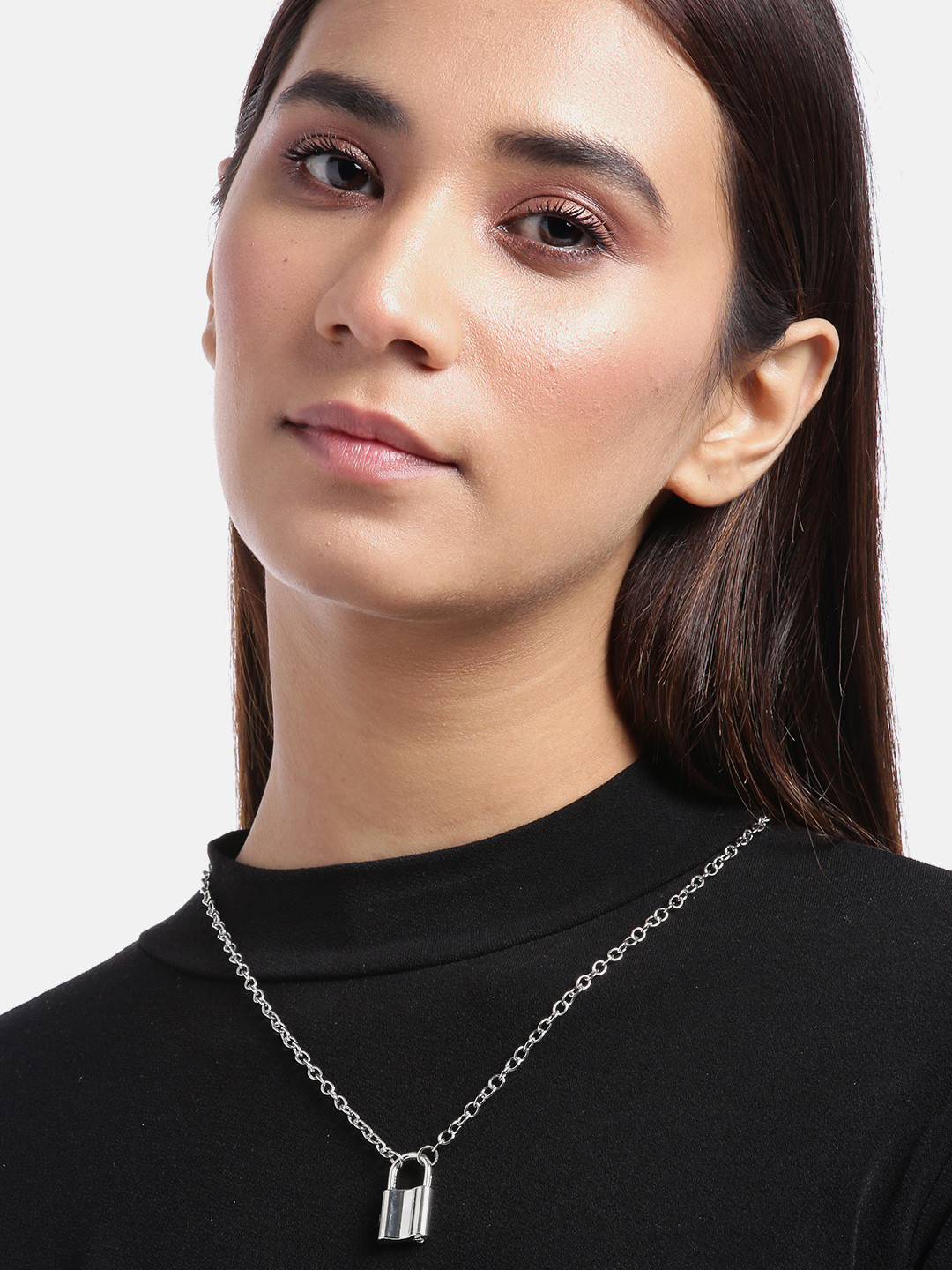 Jewels Galaxy Women Silver-Plated Lock Necklace