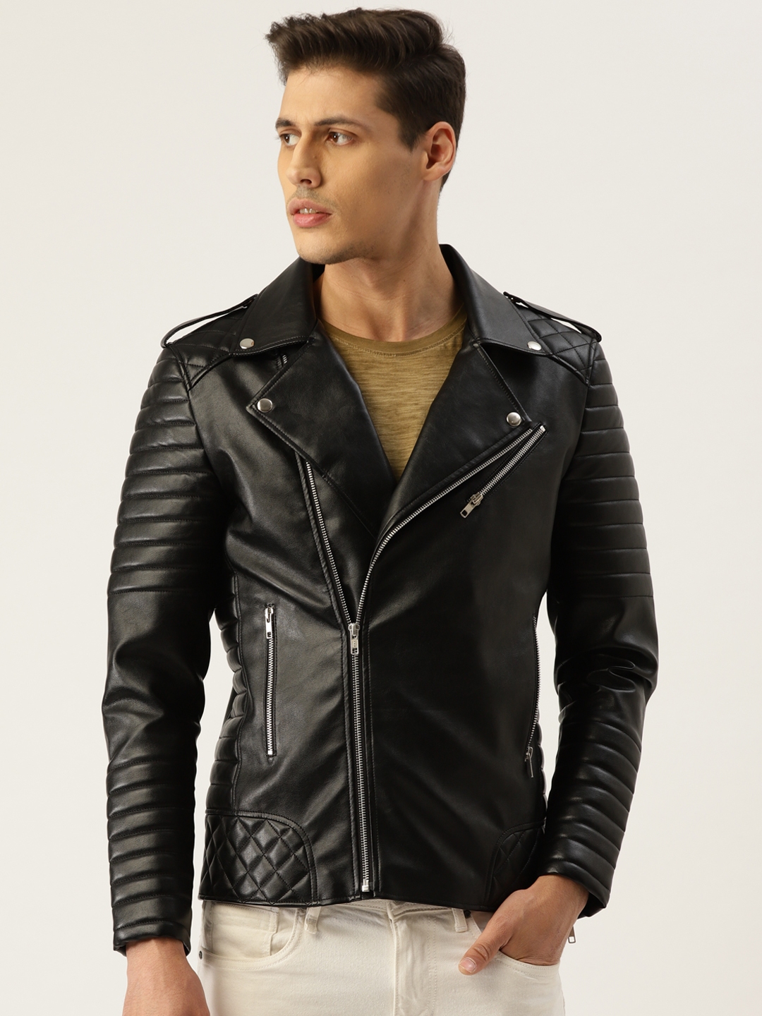 Buy Leather Retail Men Black Solid Lightweight Biker Jacket - Jackets for  Men 12635720 | Myntra
