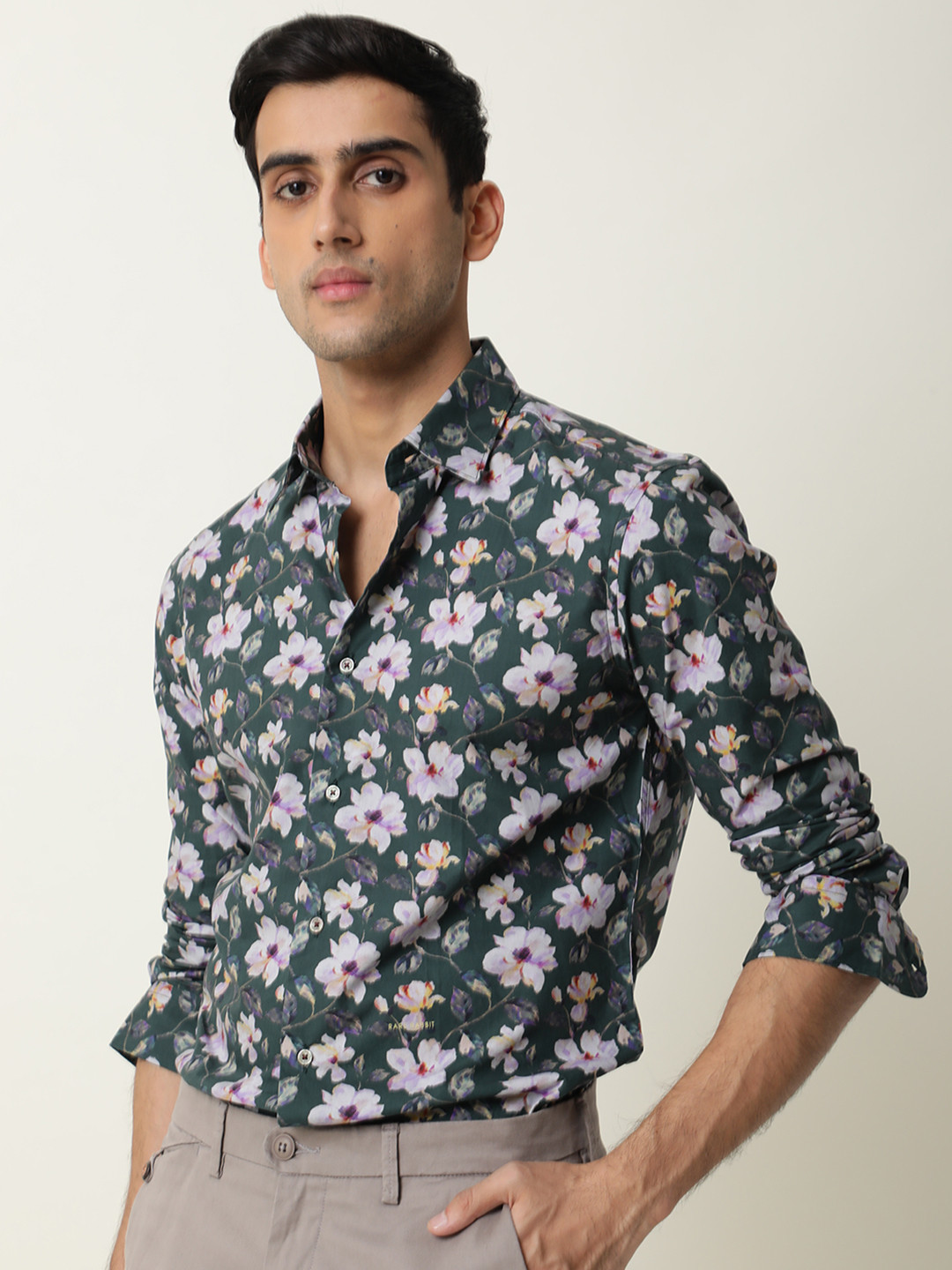 RARE RABBIT Men Green Regular Fit Printed Casual Shirt