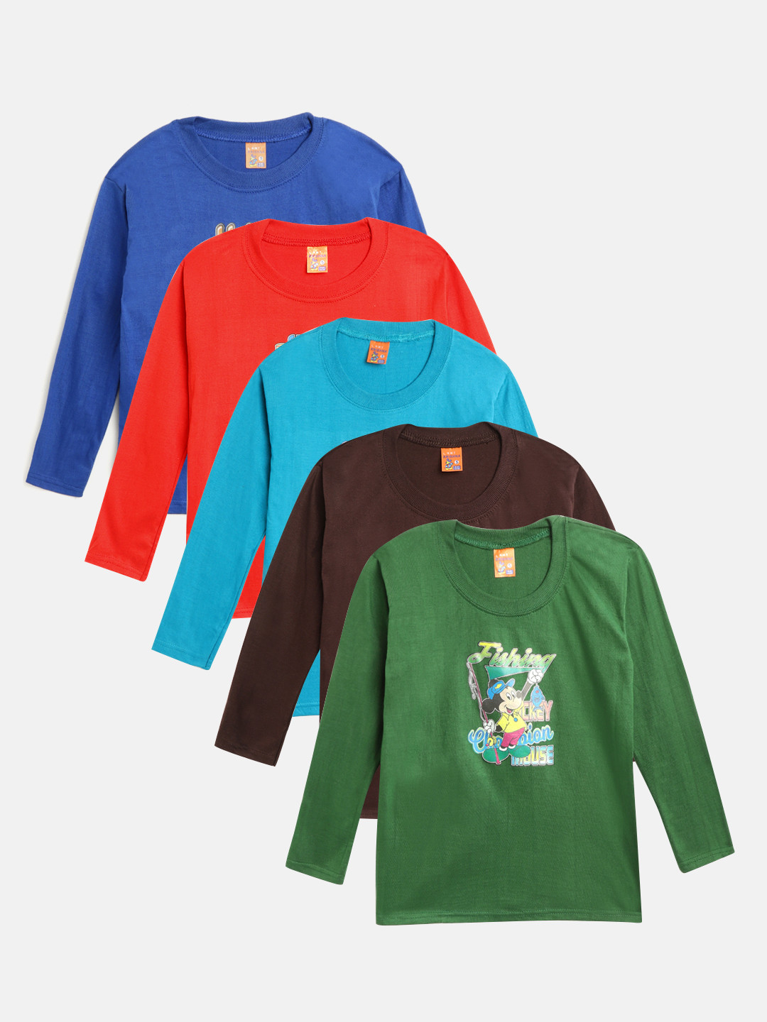 MANZON Kids Pack of 5 Humour  Comic Print Round Neck Pure Cotton T-shirts