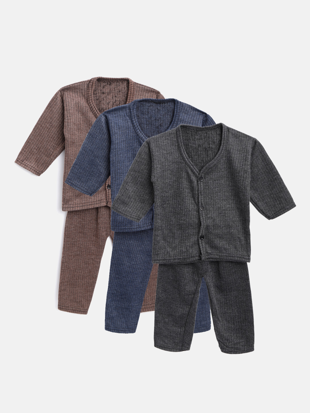 MANZON Kids Pack of 3 Self-Striped Thermal Sets