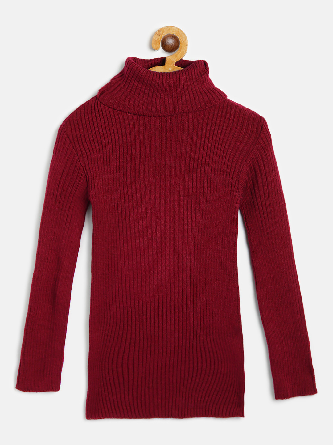 AD & AV Girls Maroon Ribbed Woollen Pullover