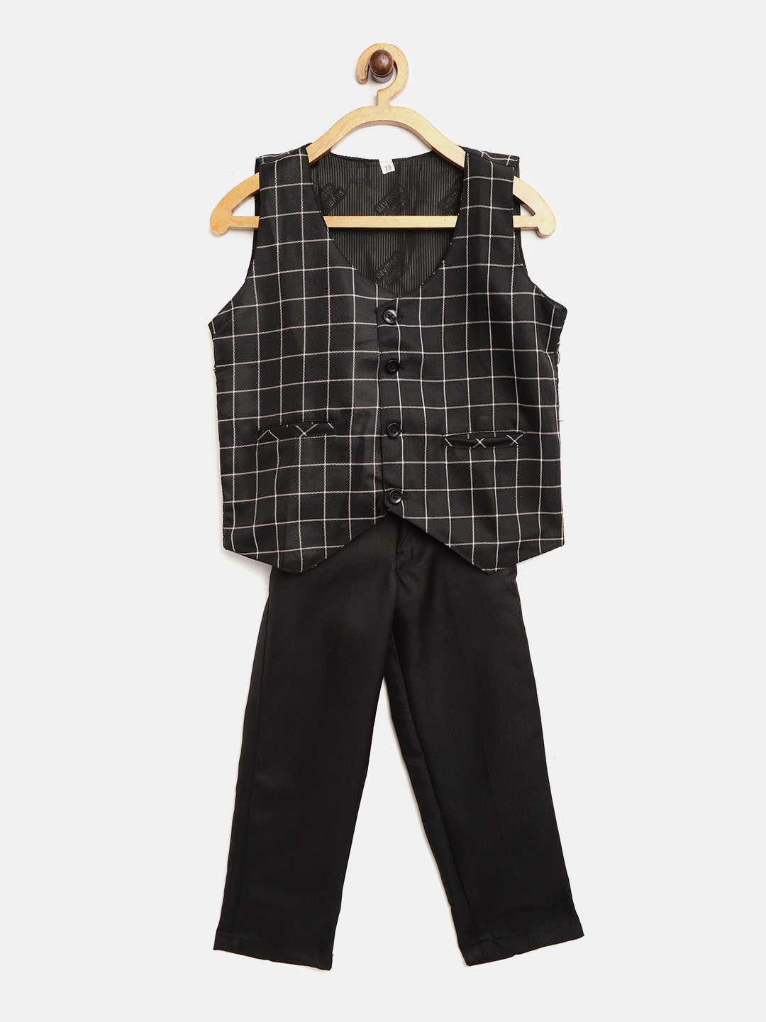 AD & AV Boys Black & Beige Checked Clothing Set