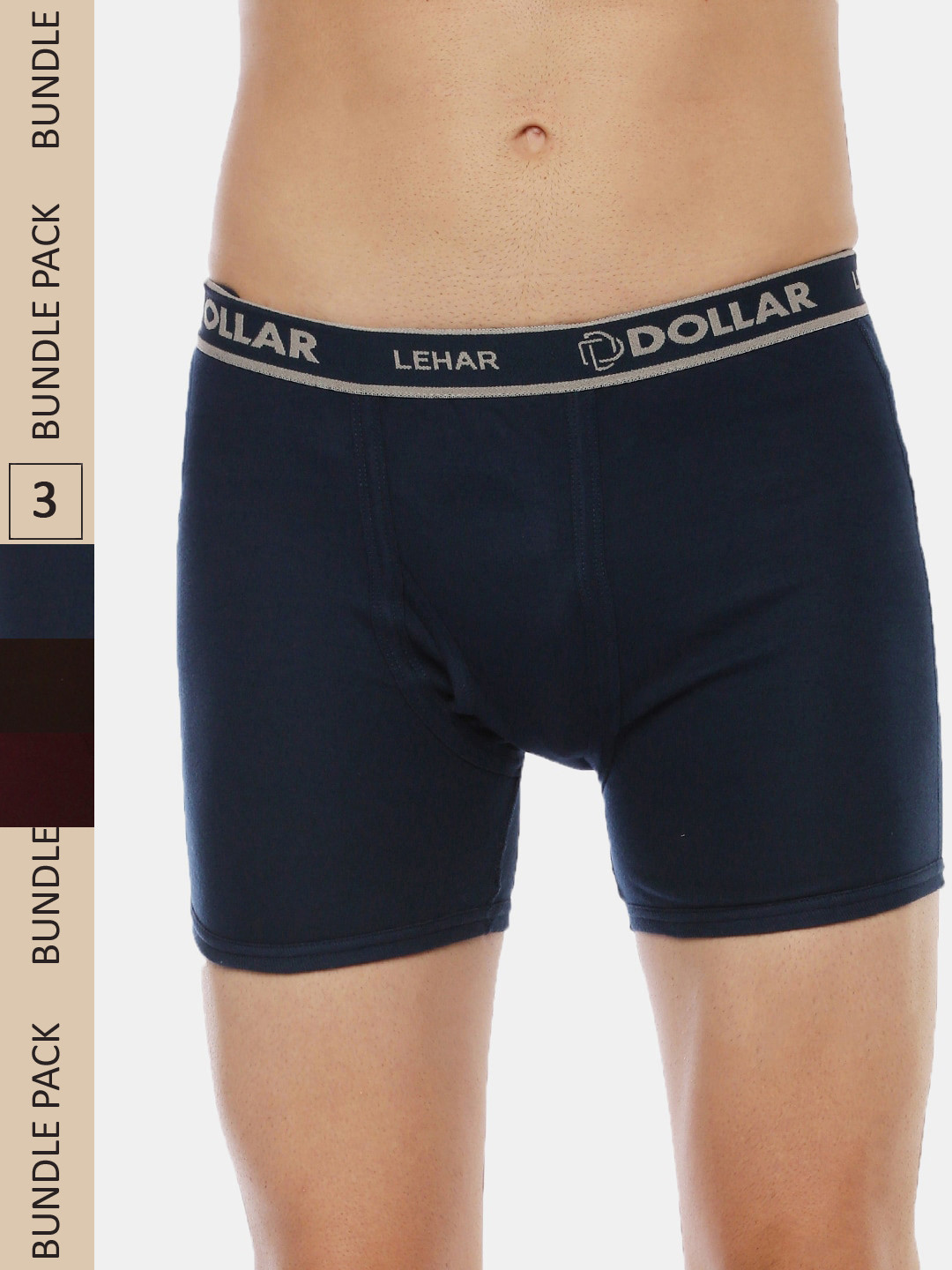 Dollar Lehar Mens Combed Cotton Trunk - Pack of 3 - Assorted