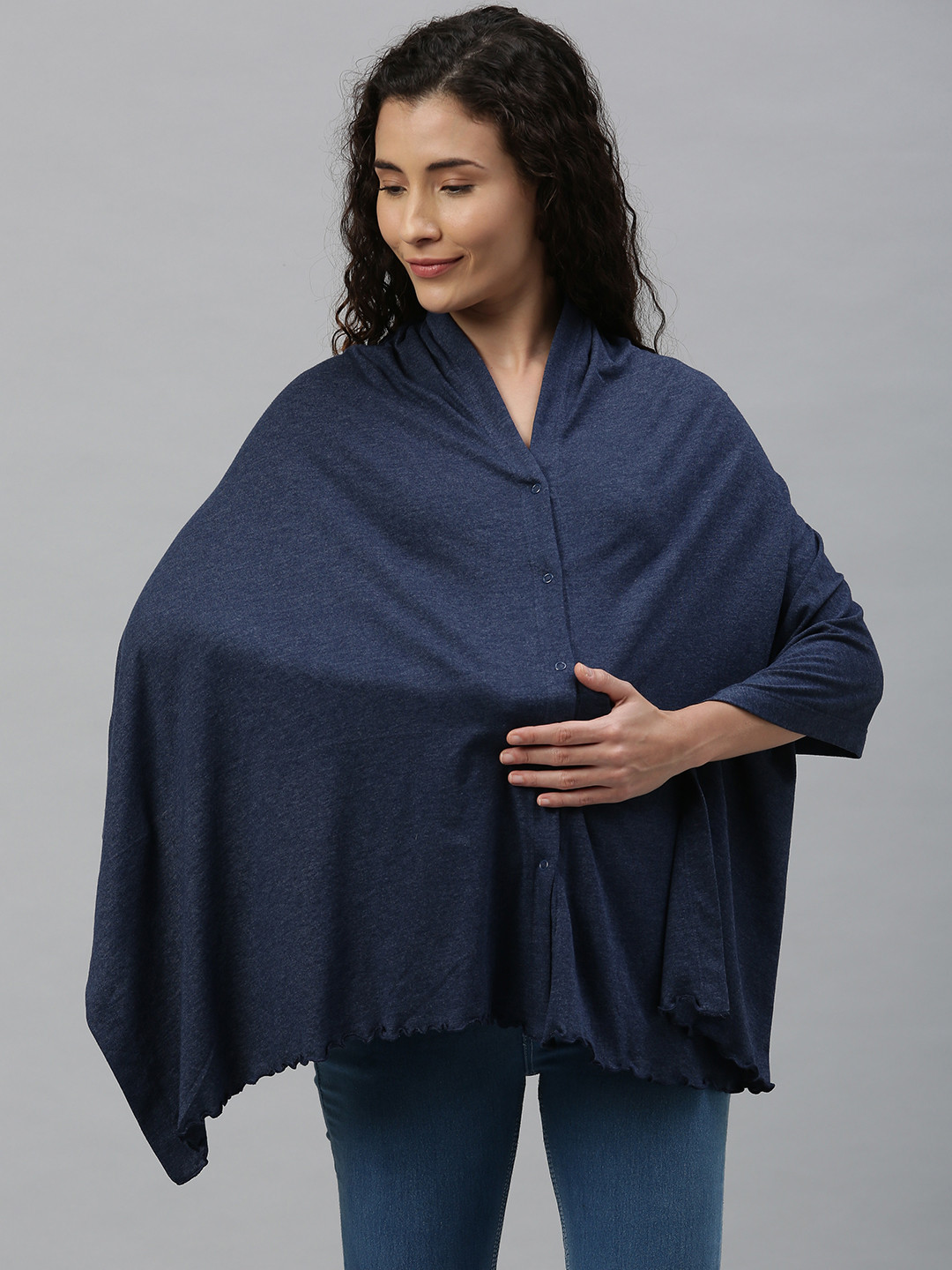 Nejo Blue Solid Dupatta Cum Nursing Wrapper