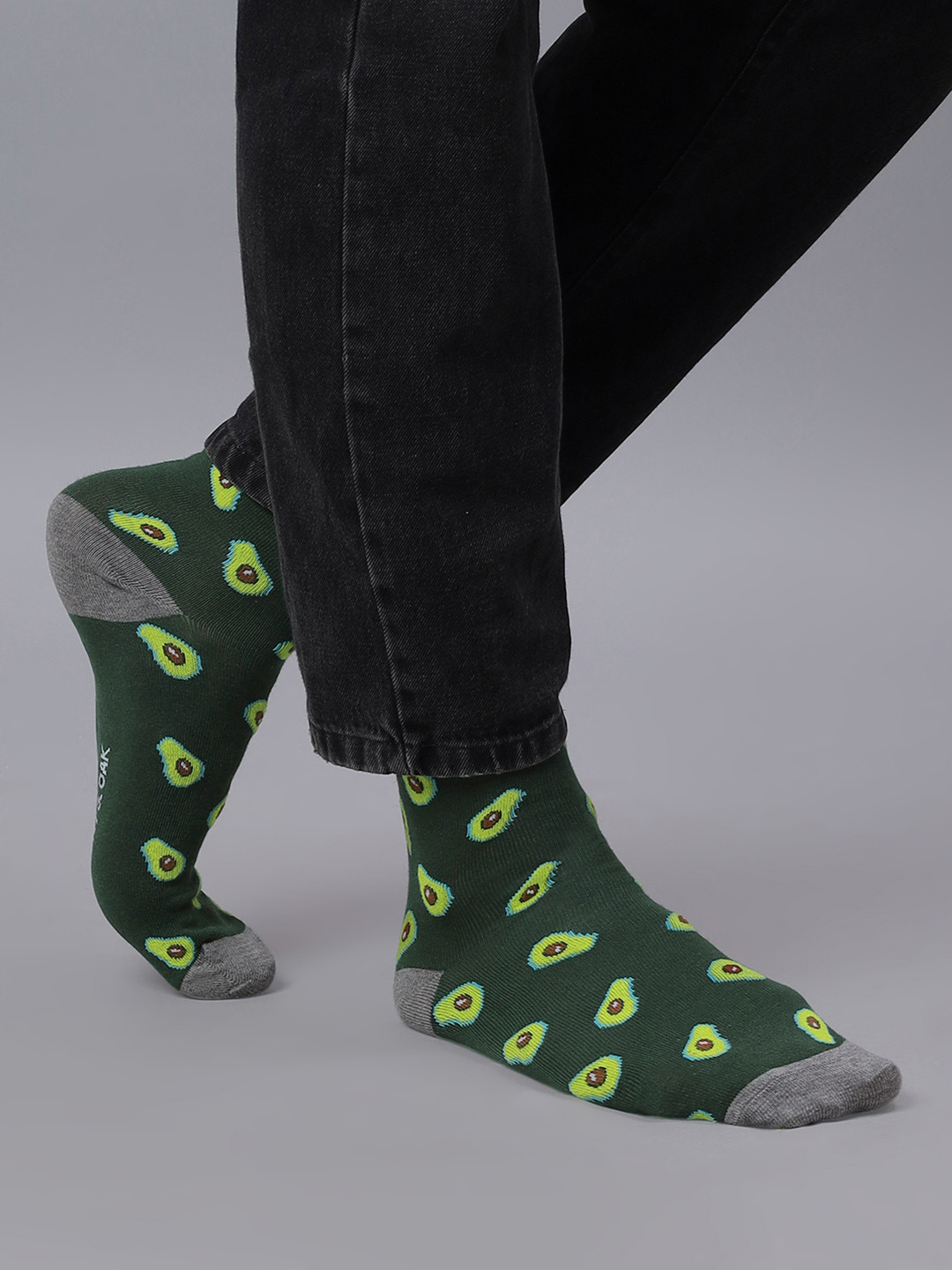 Mint & Oak Men Green Patterned Calf-Length Socks