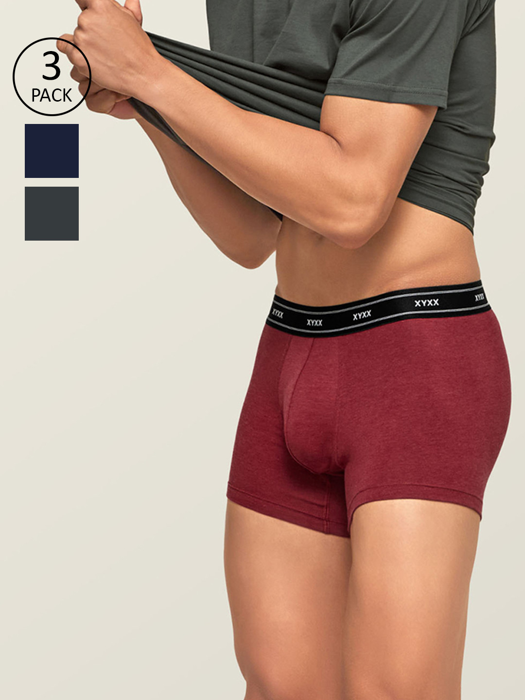 XYXX Men IntelliFresh Antibacterial Bamboo Cotton Pack of 3 Apollo Sustainable Trunks PCKN447