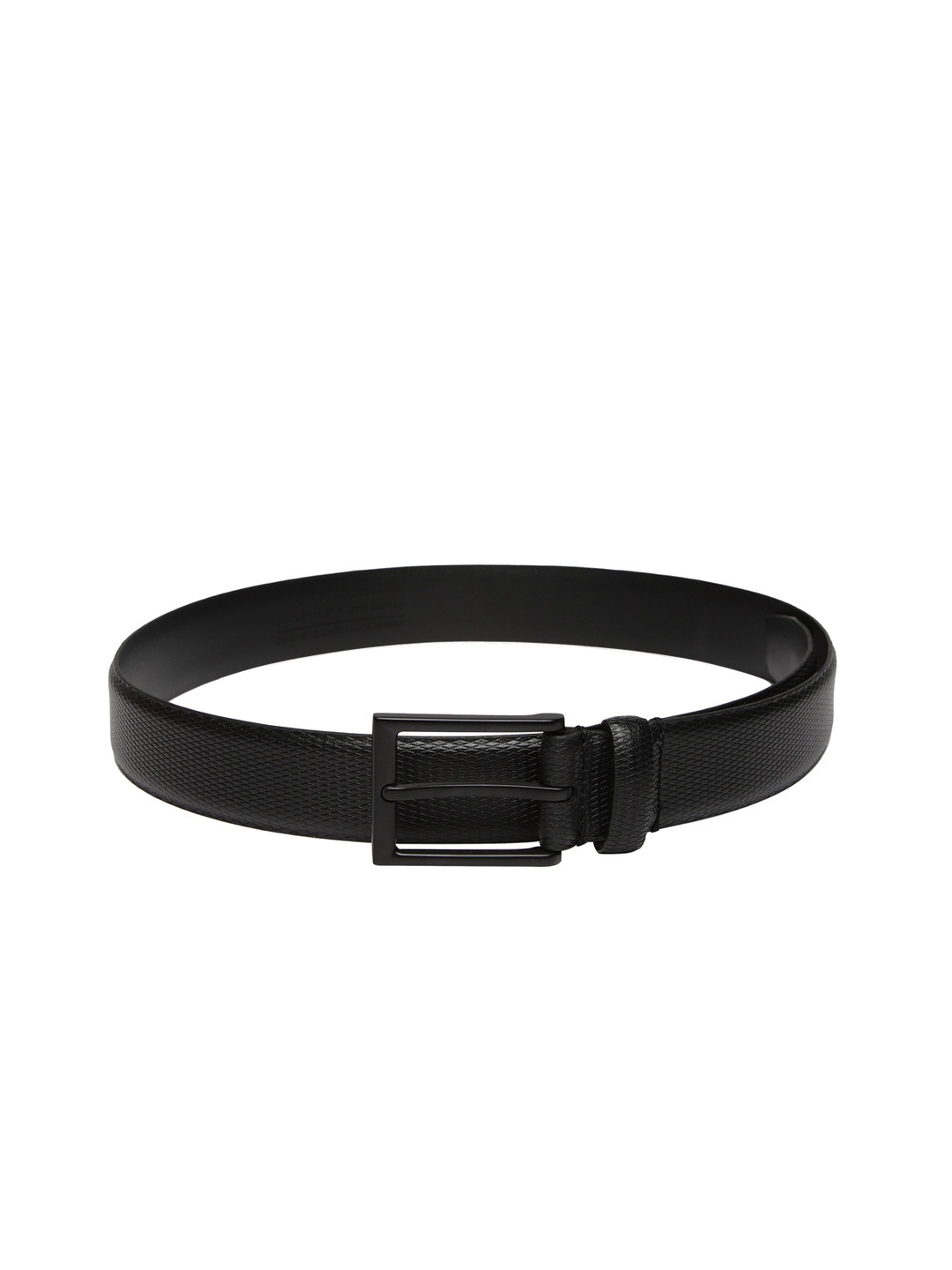Louis Philippe Men Black Textured Leather Belt
