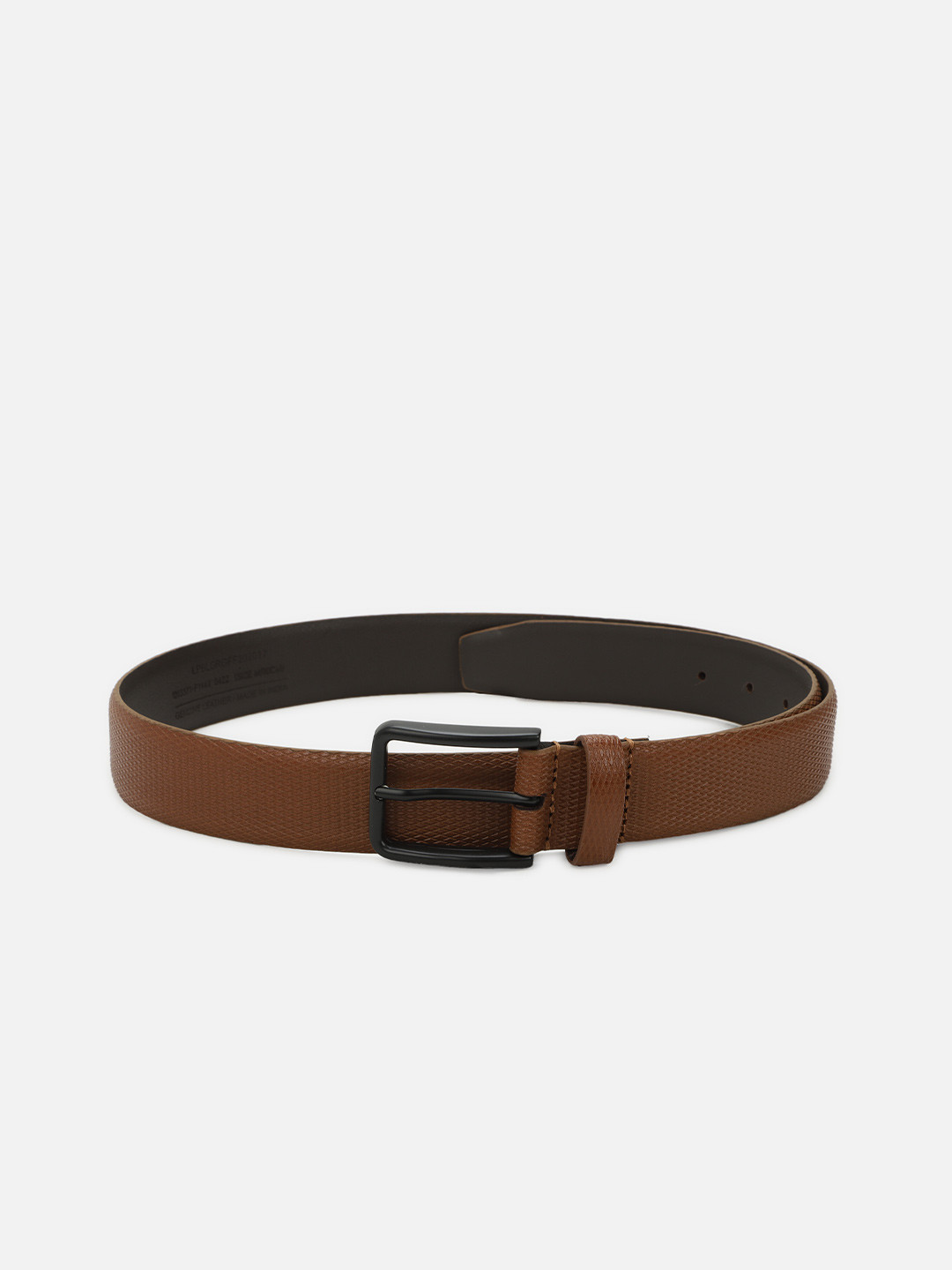 Louis Philippe Men Tan Brown Textured Leather Belt