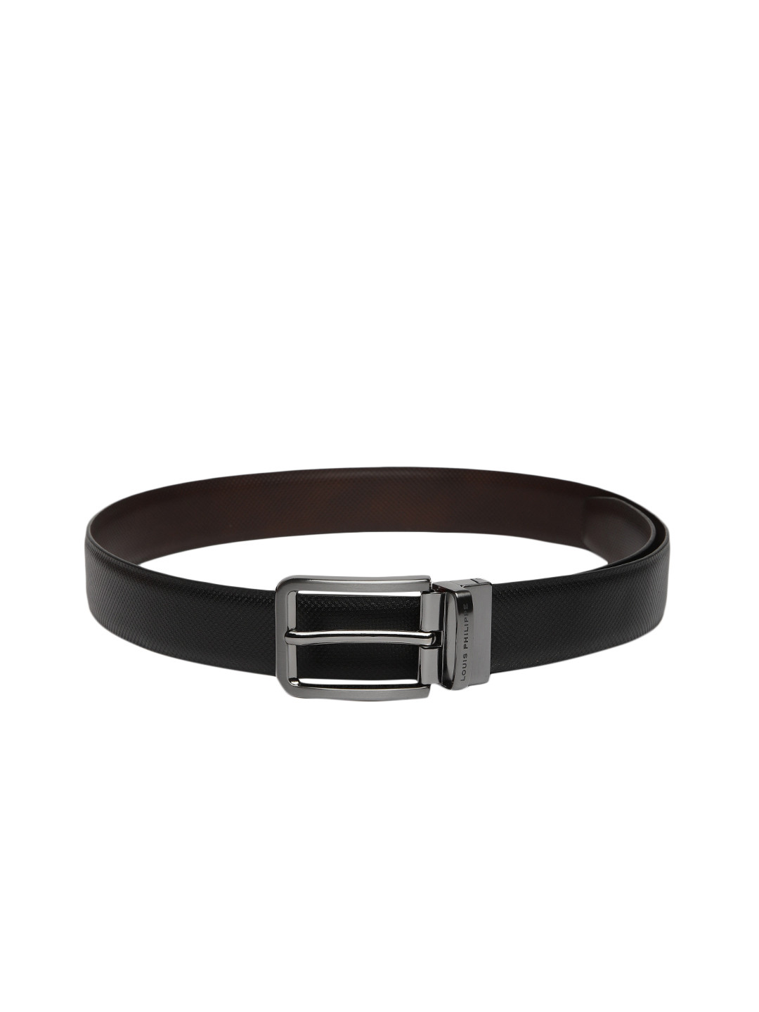 Louis Philippe Men Brown Textured Leather Reversible Belt