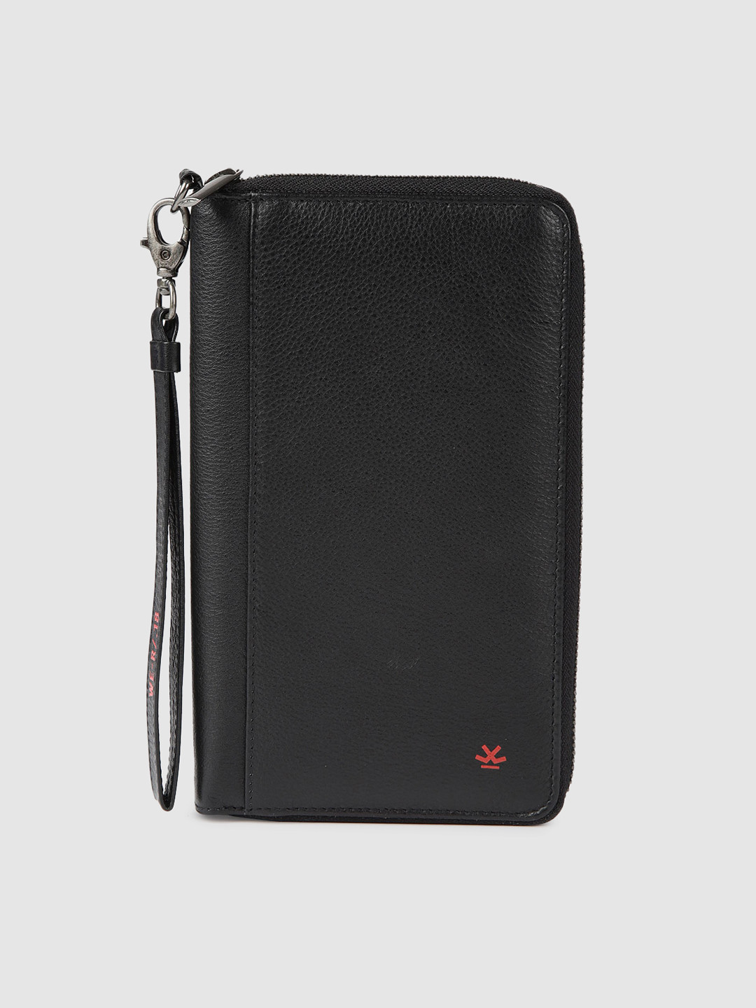 WROGN Men Black Solid Leather Passport Holder