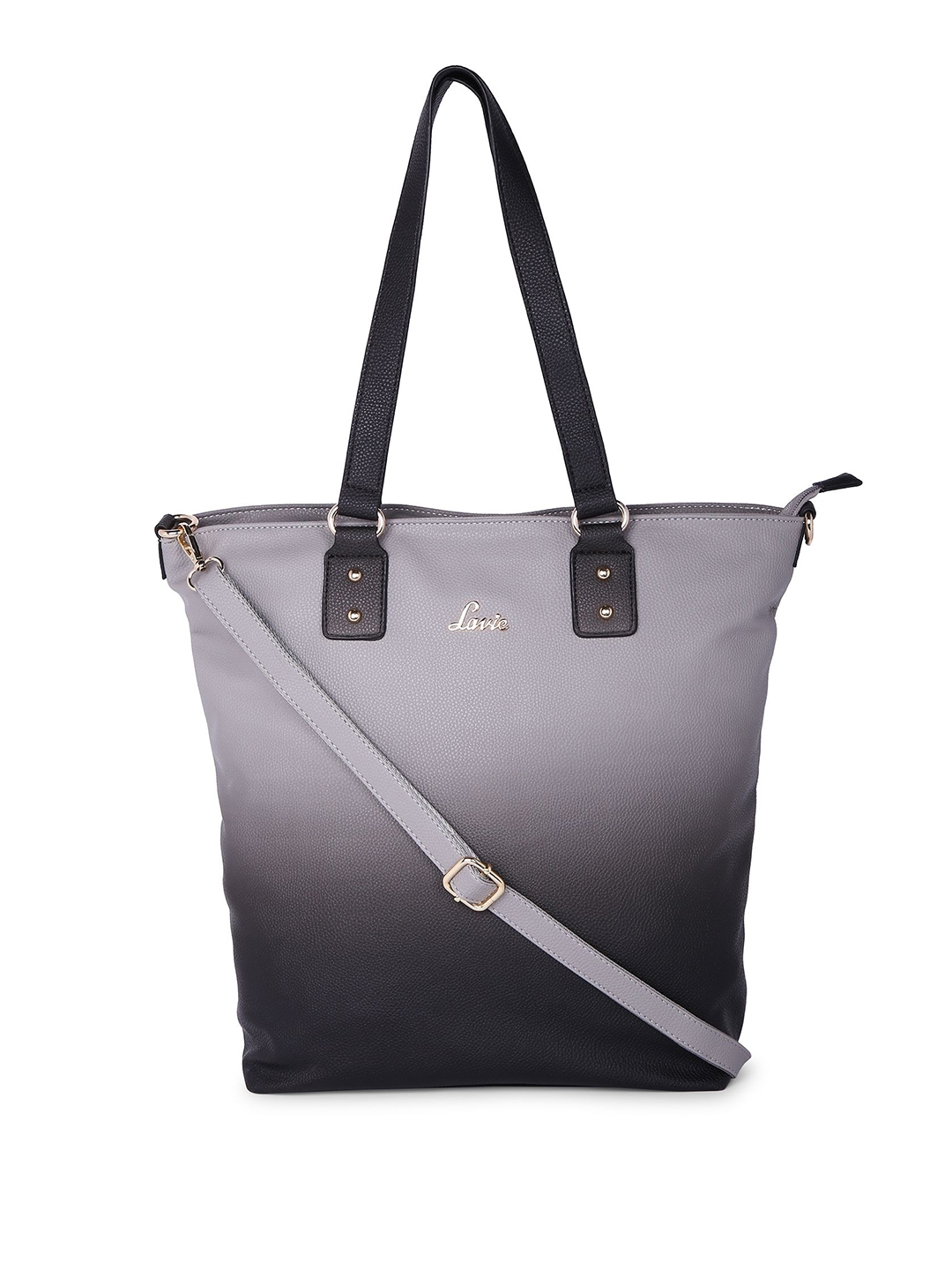 Lavie Grey   Black Colourblocked Tote Bag