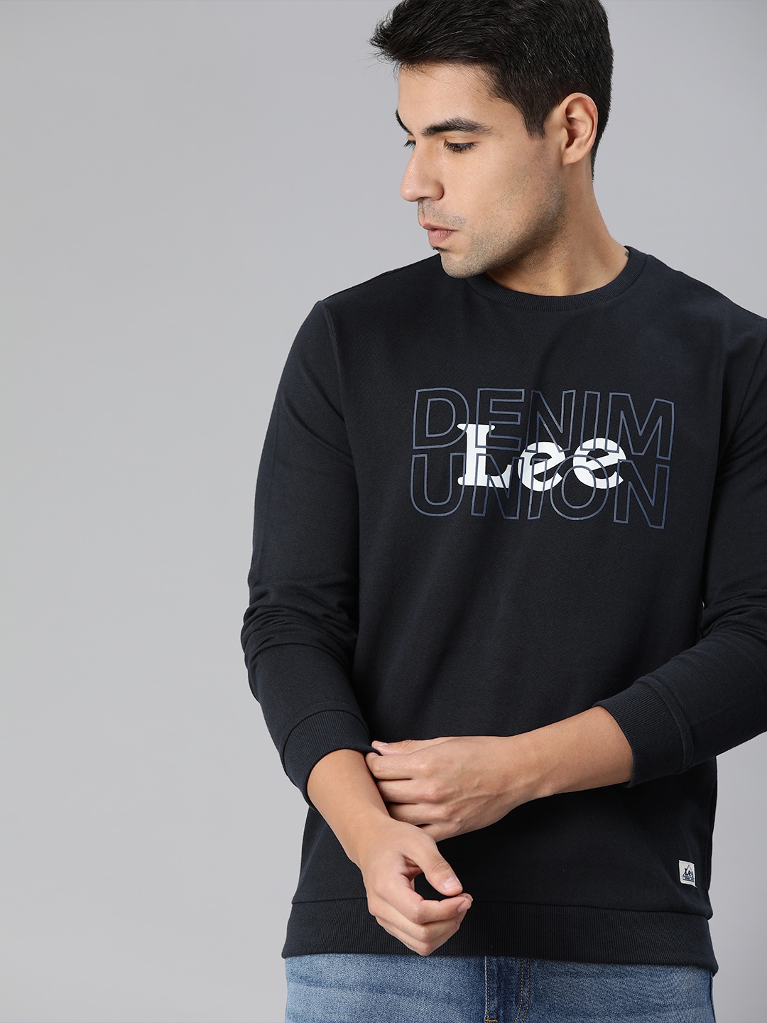 Lee Men Navy Blue Printed Sweatshirt