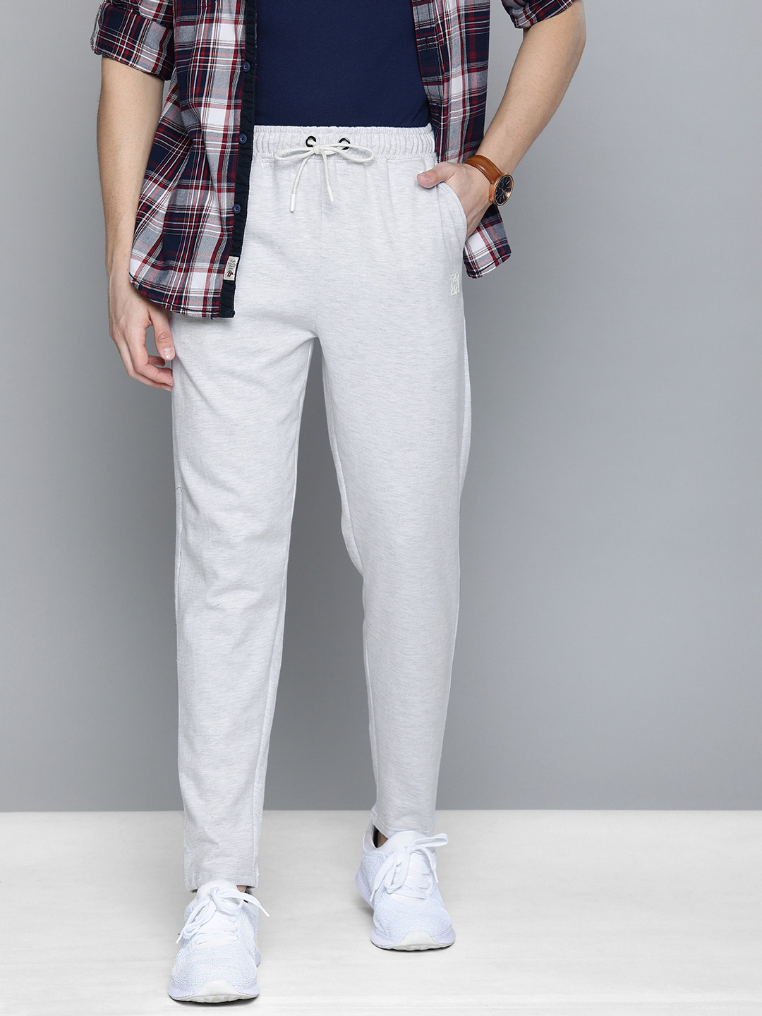 Harvard Men Grey Melange Solid Tapered Style Track Pants