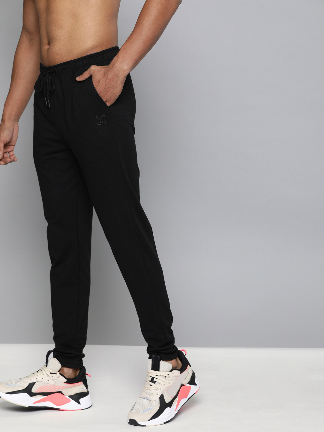 Harvard Men Black Straight Fit Solid Track pants