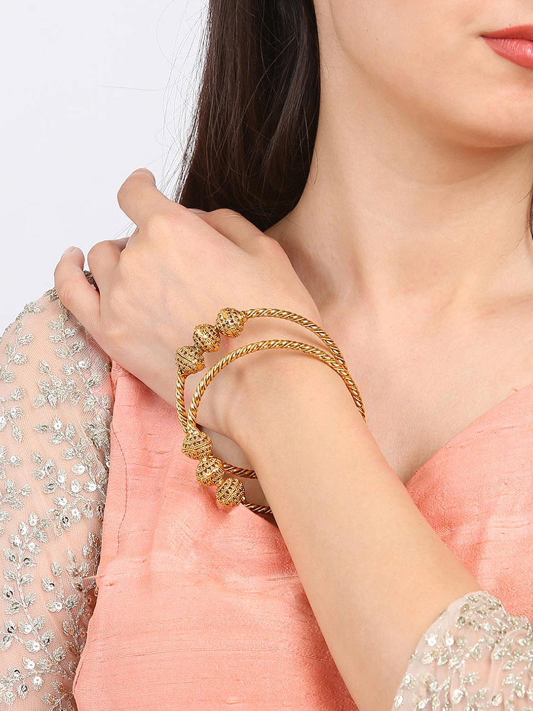 Rubans Set Of 2 Gold-Plated Handcrafted Filigree Bangles