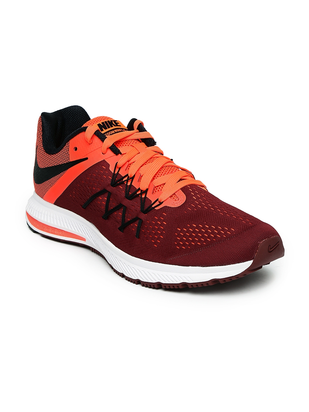 Buy Nike Men Maroon and Neon Orange Zoom Winflo 3 Running Shoes Sports Shoes for Men 1267376 Myntra