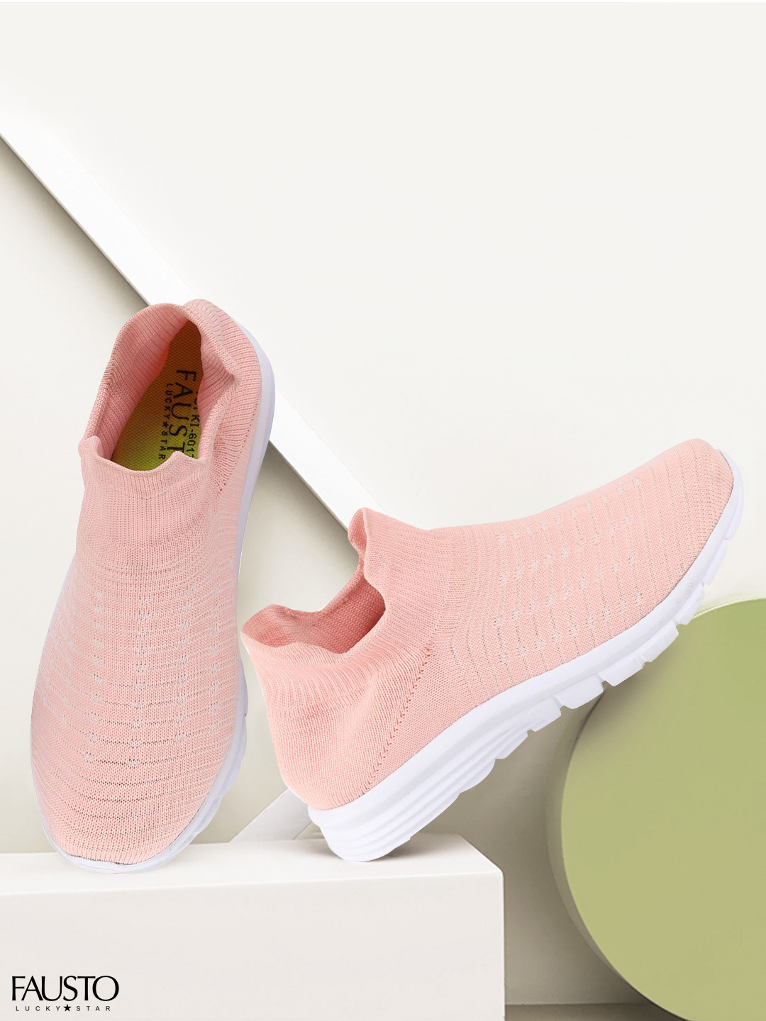 FAUSTO Women Pink Mesh Walking Shoes