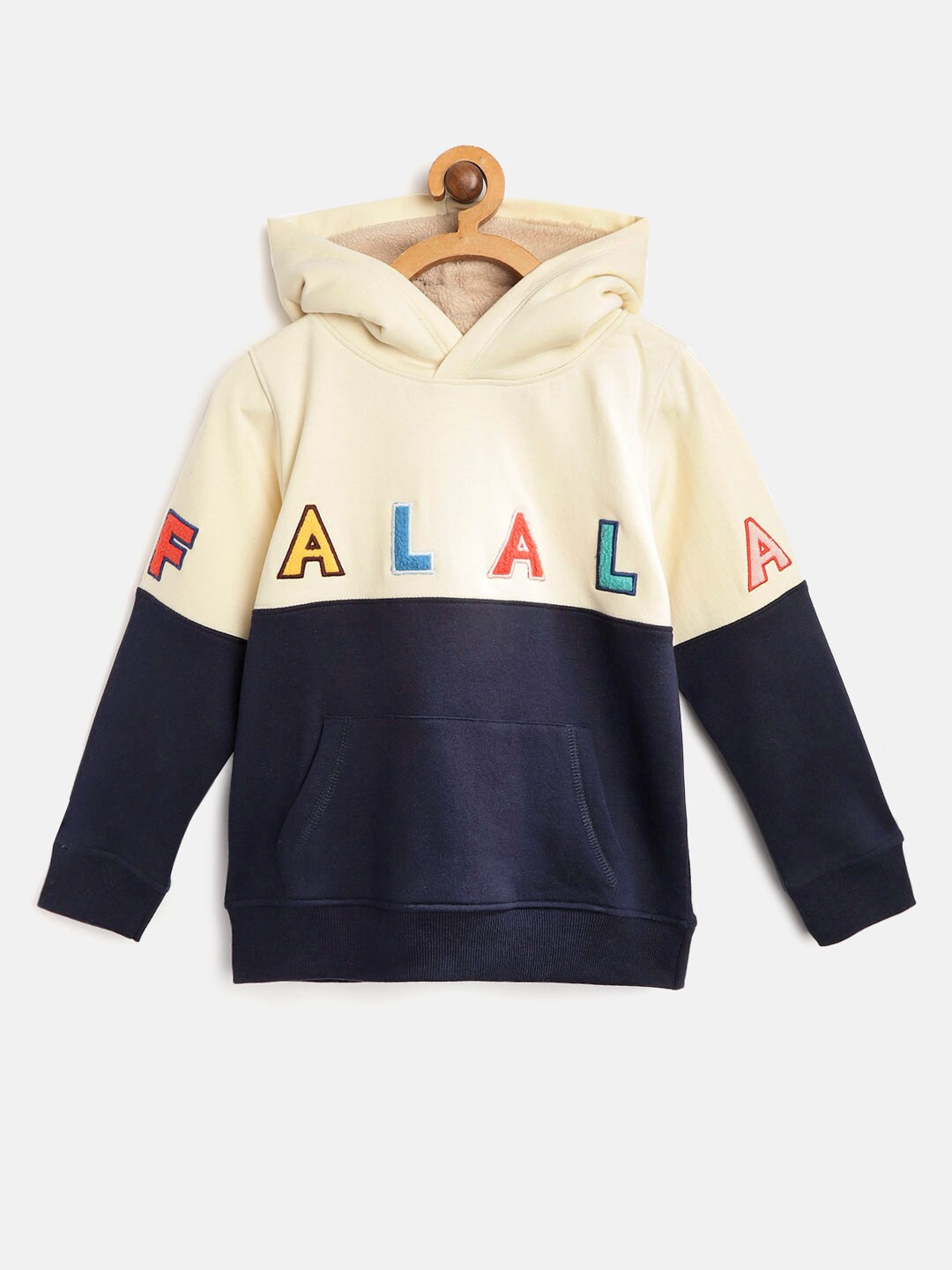 Cherry Crumble Boys and Girls Cream Applique Falala Applique Hoodie Sweatshirt