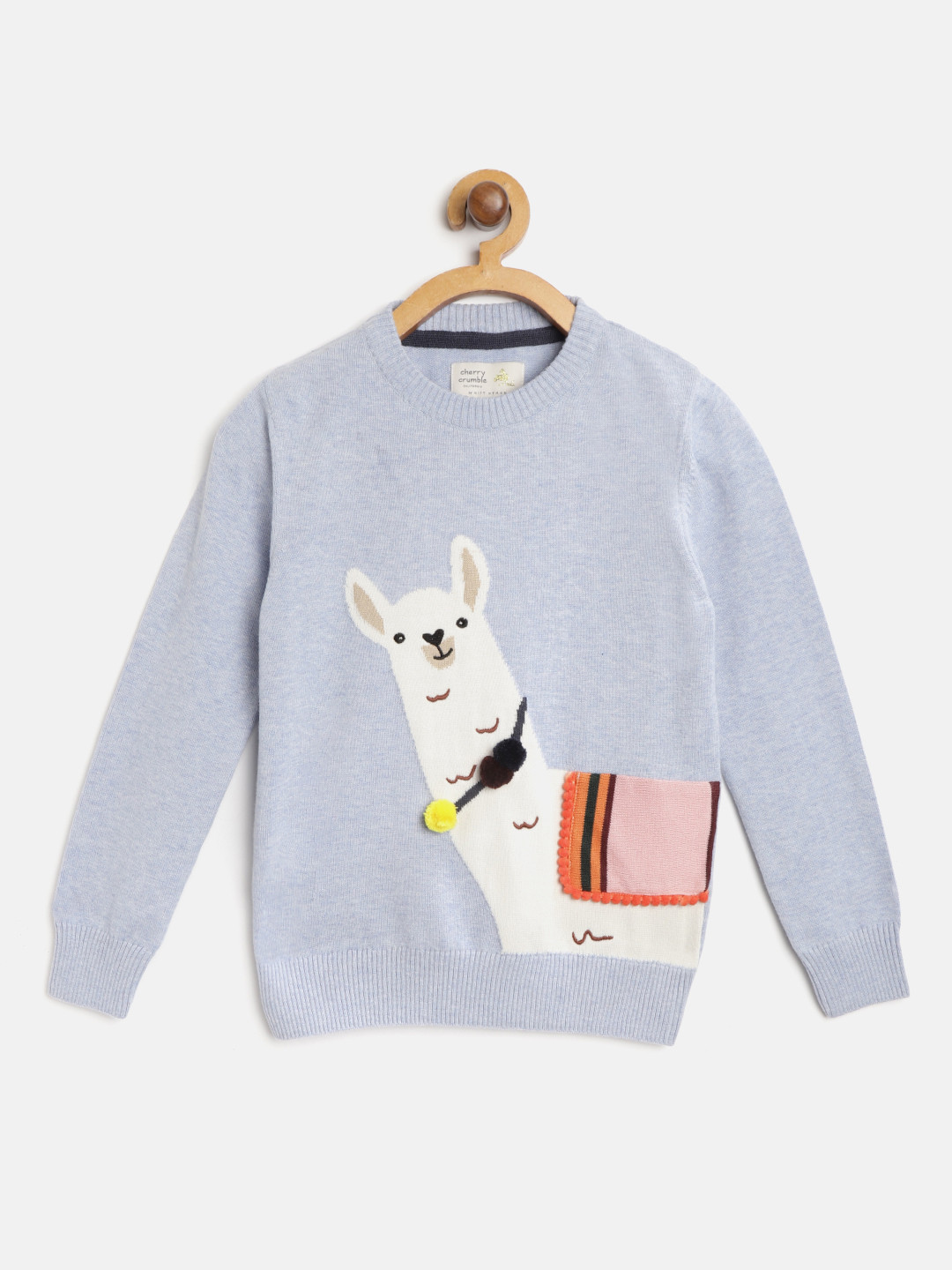 Cherry Crumble Boys Blue & White Llma Self Design Pullover