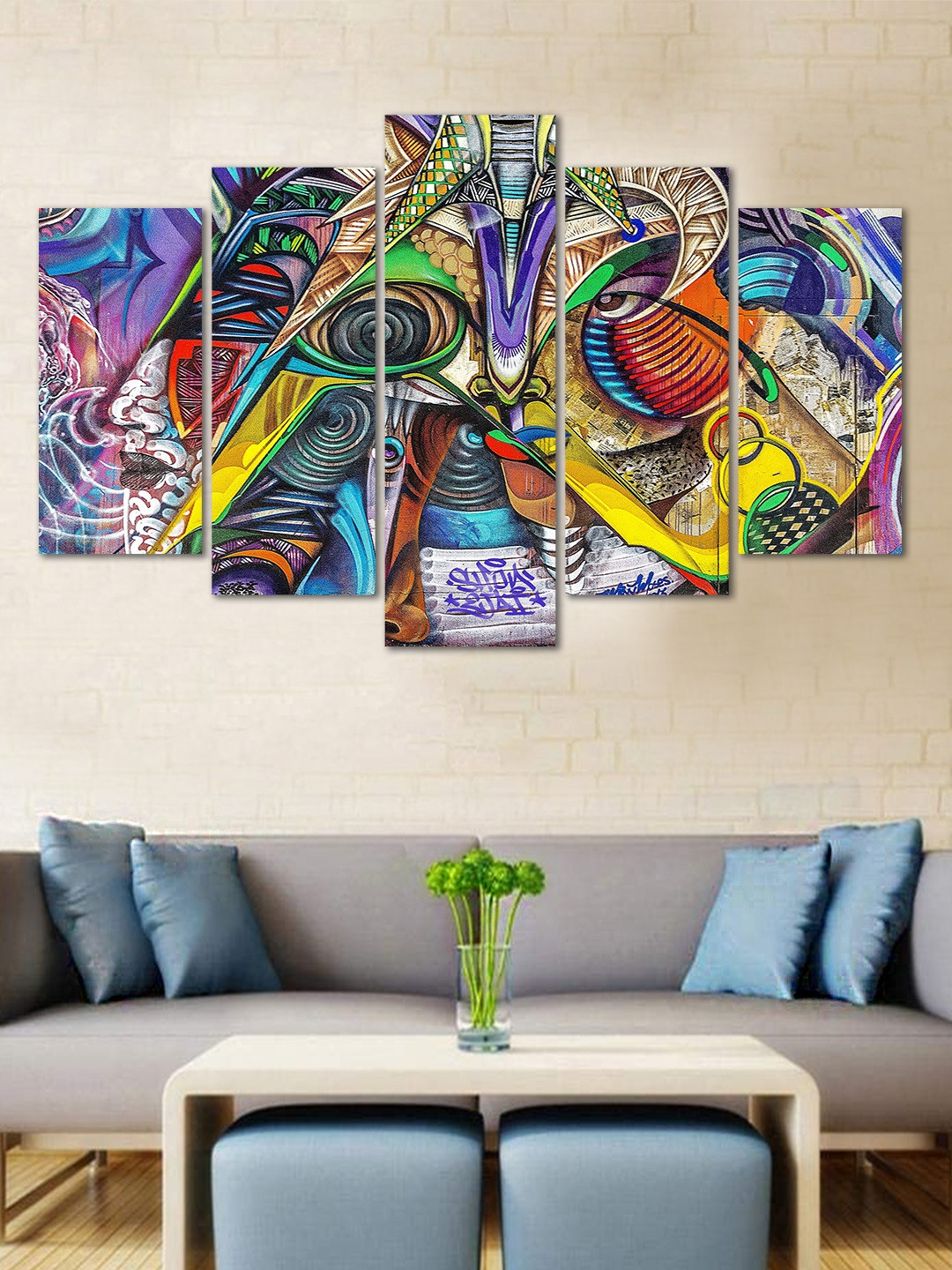 WENS Modern Art MDF 5 Pcs Wall Rectangle Paintings Wall Art