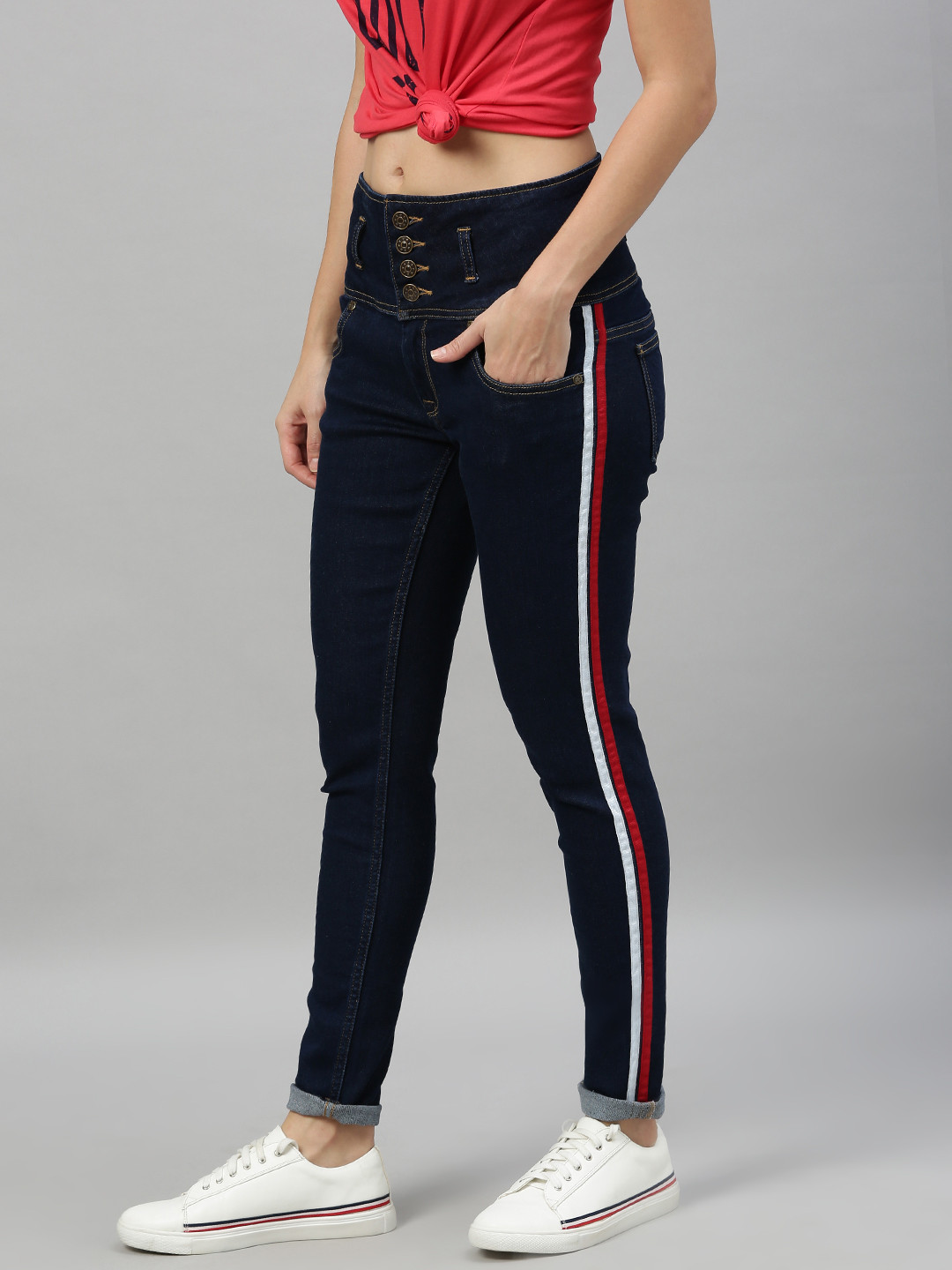Enviously Young Women Navy Blue Slim Fit High-Rise Clean Look Stretchable Jeans