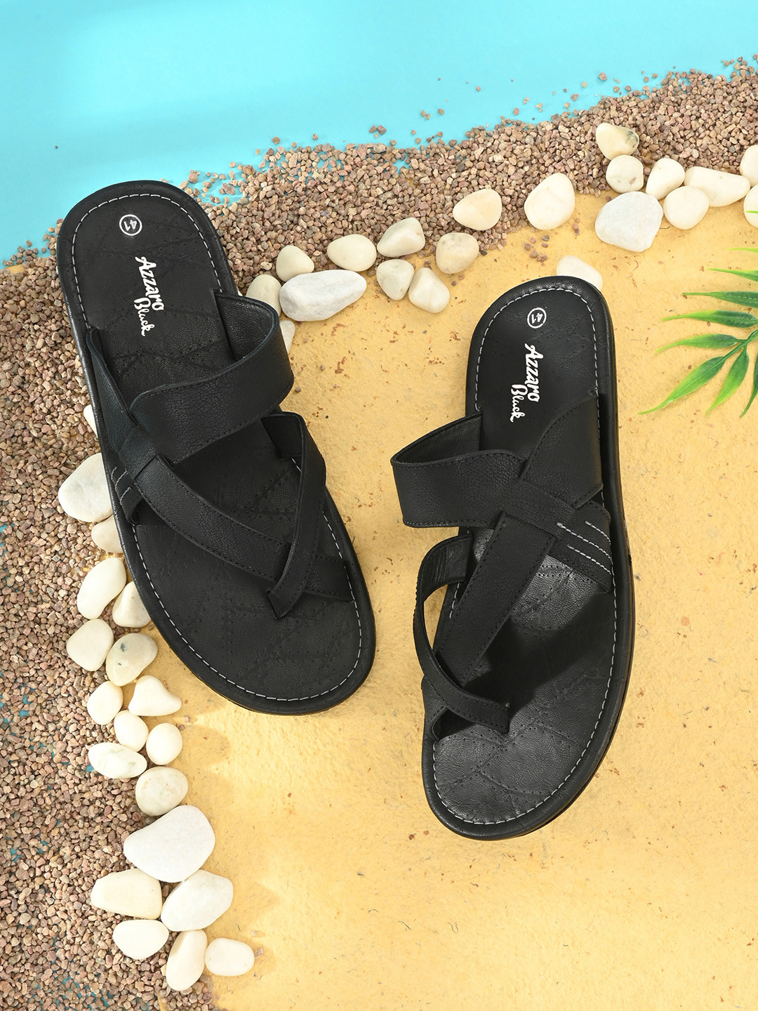 Azzaro Black Men Black Sandals