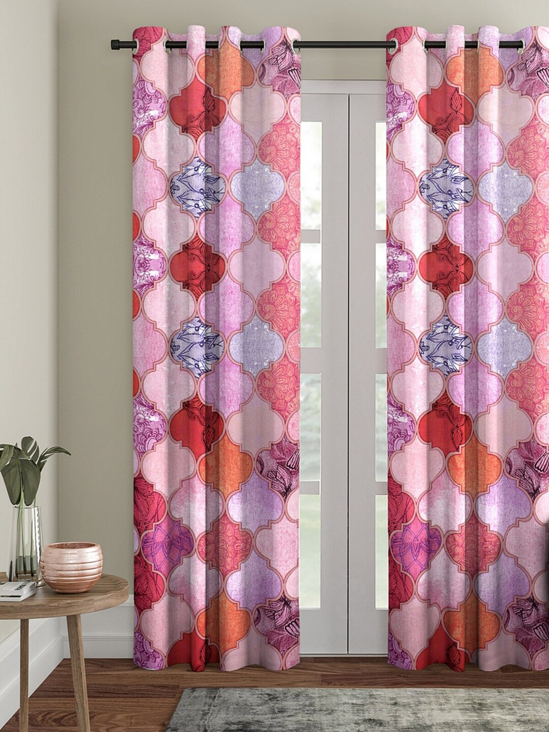 ROMEE Purple & Pink Single Room Darkening Velvet Door Curtain