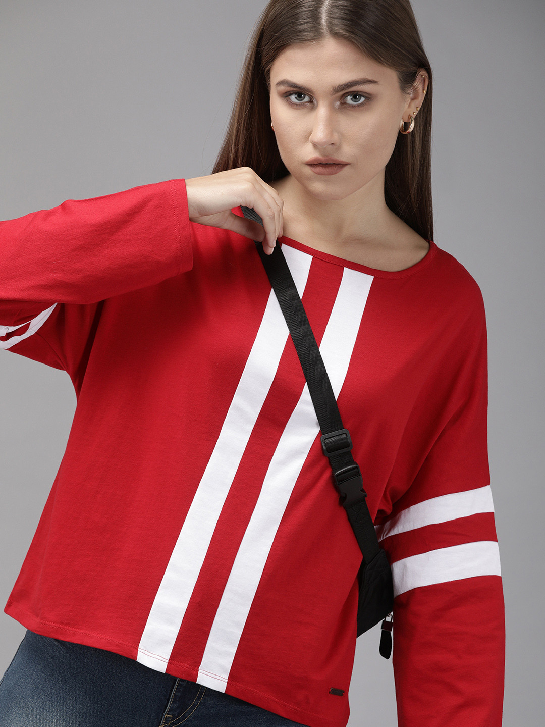 Roadster Women Red Striped Top