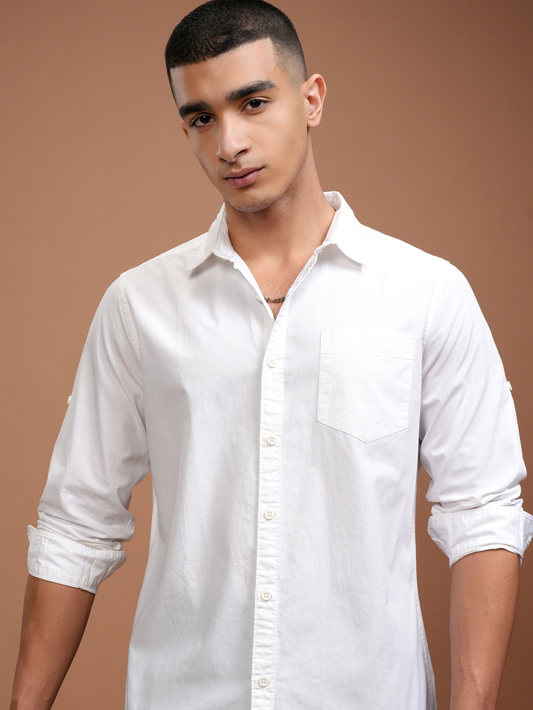Highlander White Slim Fit Casual Shirt