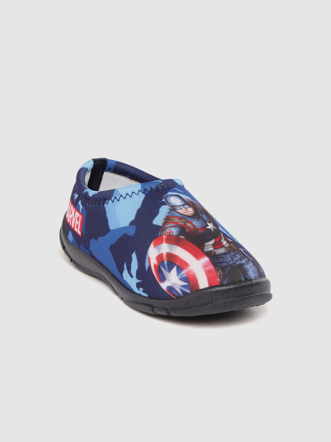 toothless Boys  Blue & Red Marvel Avengers Captain America Print Slip-On Sneakers