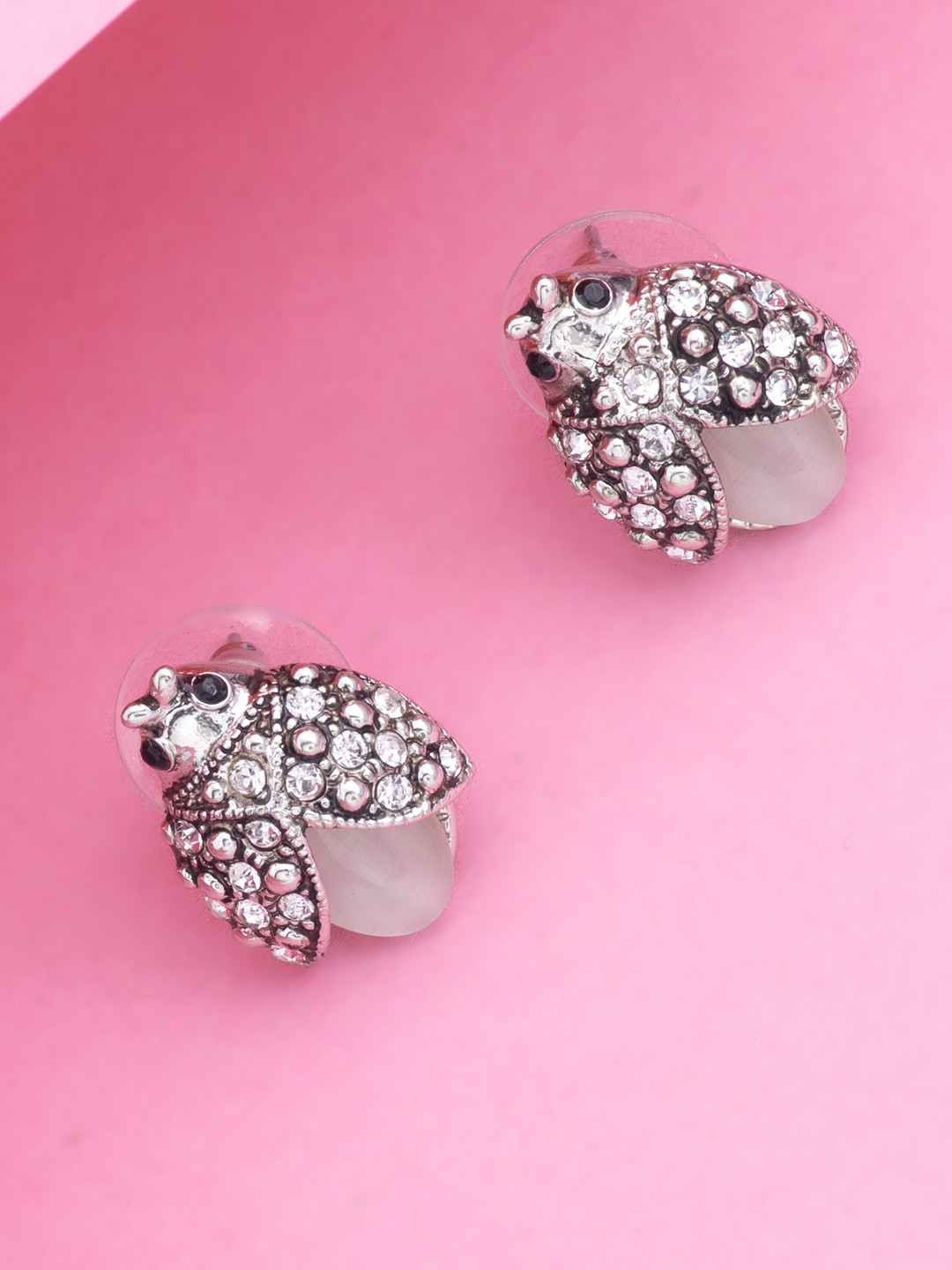 Estele Rhodium Plated & Silver-Toned Contemporary Studs