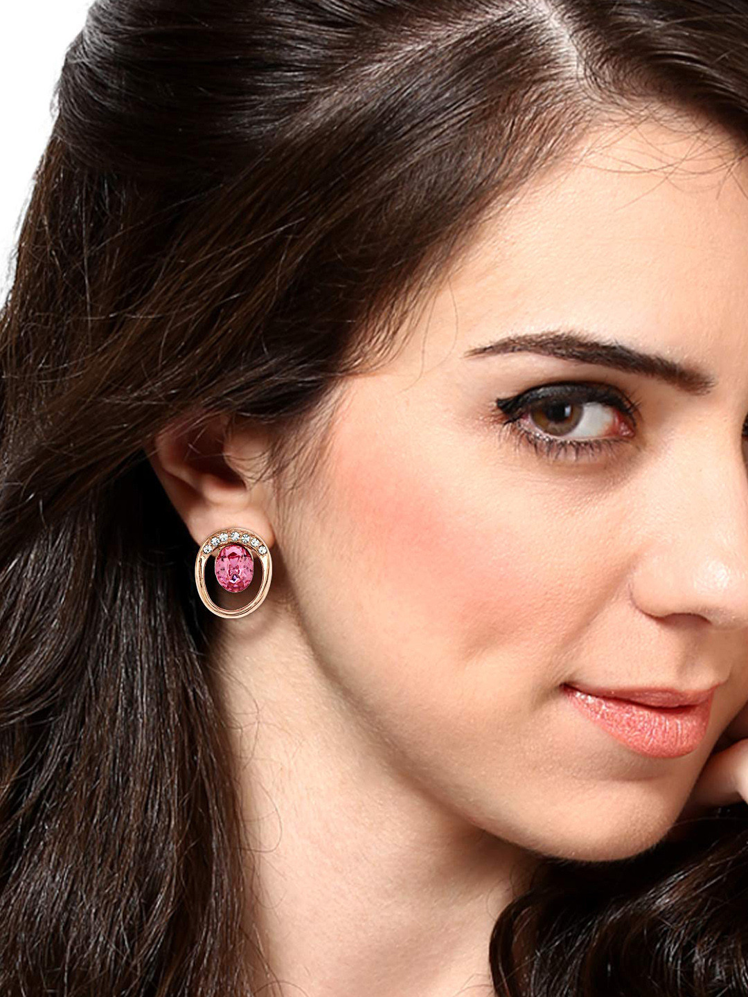 Estele Gold-Plated & Pink Oval Studs