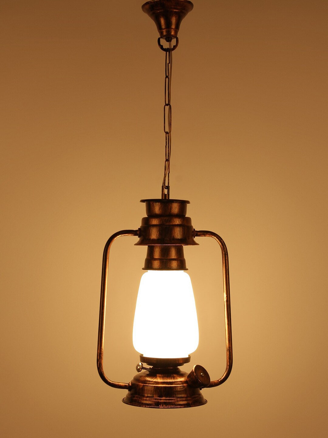 Devansh Copper-Toned Solid Milky Glass Hanging Lantern